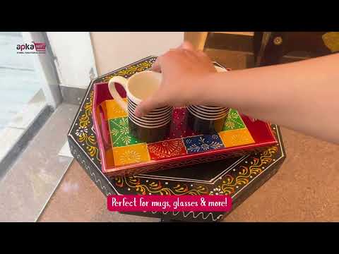 Serving Tray | Wooden Tea Tray - For Home, Kitchen, Dining Table Decor & Gift - 11 Inch - apkamart #Style_Pack of 1