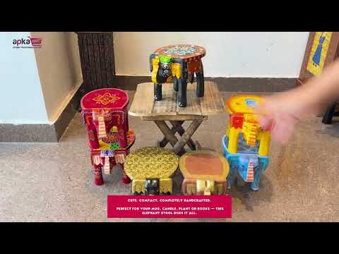 Elephant Showpiece - Stool Design | Elephant Table Showpiece - For Placing Small Pots & Tea Lights - For Home, Living Room Decor & Gifts - 6 Inch (Wood, Black) - Apkamart