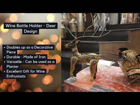 Wine Rack Holder - Deer Design | Bottles Stand Holders | Home Bar Bottle Storage - For Home, Kitchen, Dining Table, Storage, Office Decor & Gifts - 26 Inch - Apkamart