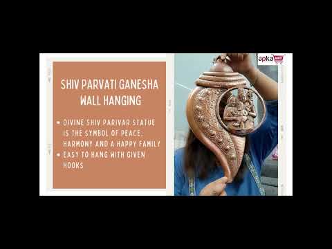 Shiv Parvati Ganesha Wall Hanging Murti | Shiva Parivar Wall Statue In Shankh Design - for Entrance & Main Door | Religious & Spiritual Wall Art - For Home, Puja, Living Room Decor & Gift - 17 Inch - Apkamart