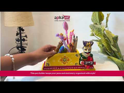 Pen Stand Cum Cutlery Holders | Multipurpose Organizers | Wooden Pencil Holder Stands - For Study Table, Desk, Stationary Gift, Home, Office Decor & Corporate Gifting - 9 Inch - Apkamart #Colour_Yellow