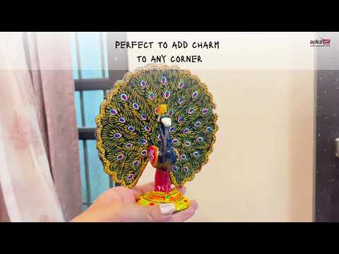 Dancing Peacock Showpiece Set | Wooden Peacock Statue | Animal Figurines - for Home, Table, Shelf, Living Room Decor, Gifts - 6 Inch - apkamart