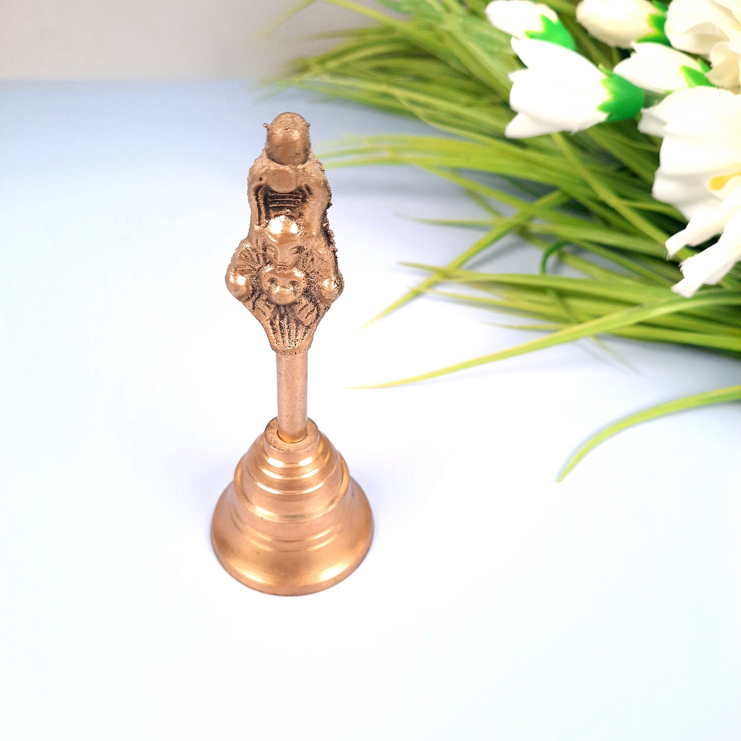 Pooja Mandir Bell Brass | Puja Ghanti - for Home Temple, Puja, Arti | Religious Puja Item - apkamart #Style_Design 1