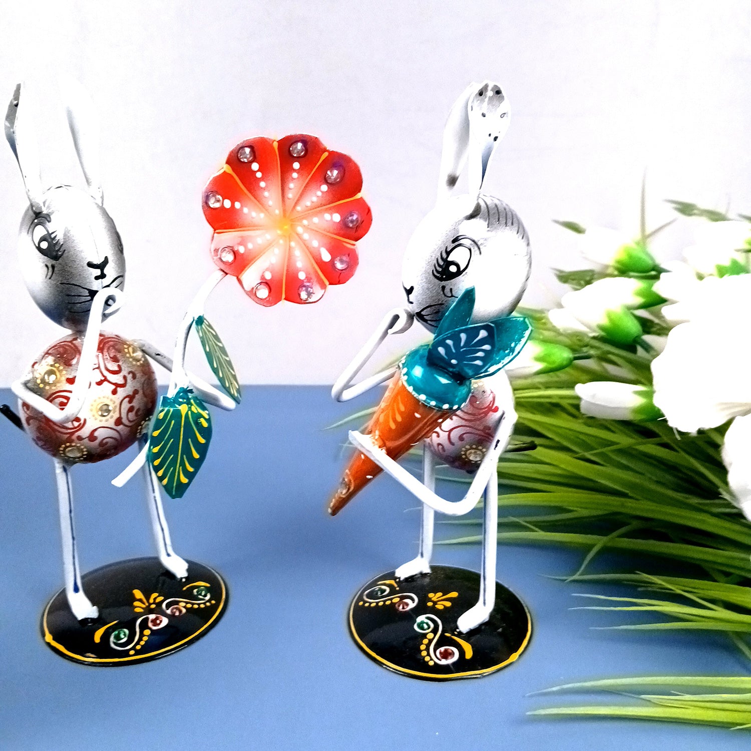 Rabbit Showpiece Set | Animal Figurines - for Home, Table, Living Room, TV Unit & Bedroom Office Desk Decor& Gifts - 8 Inch (Pack of 3)  - Apkamart