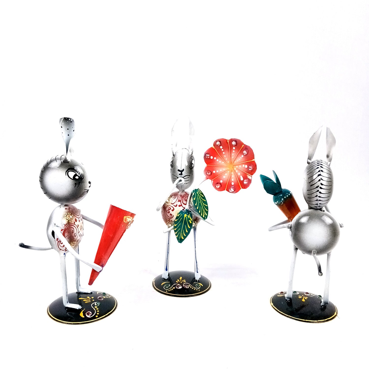 Rabbit Showpiece Set | Animal Figurines - for Home, Table, Living Room, TV Unit & Bedroom Office Desk Decor& Gifts - 8 Inch (Pack of 3)  - Apkamart