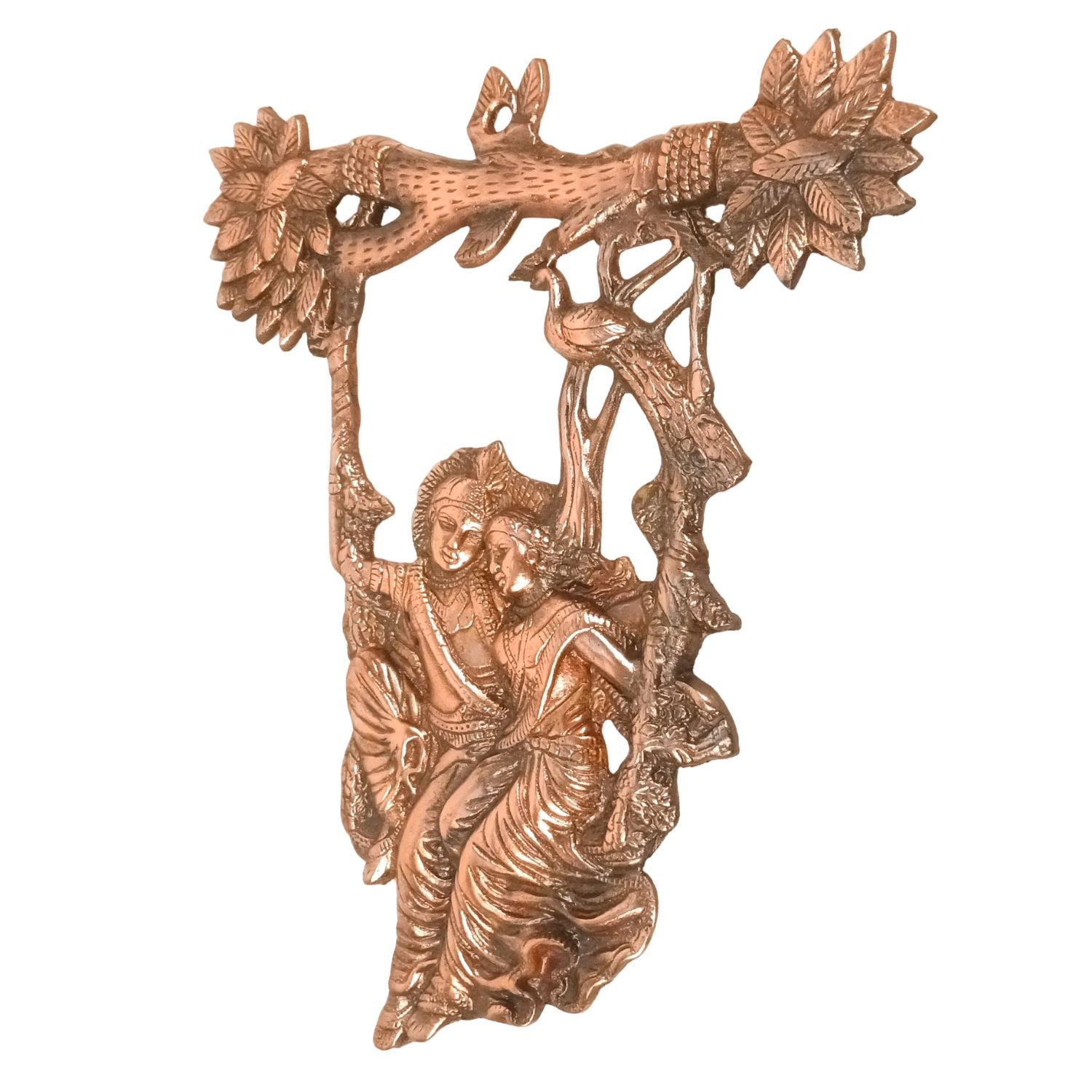 Radha Krishna Wall Hanging with Swing (Jhula) | Handcrafted Metal Alloy Wall Decor- 17 Inch-Apkamart