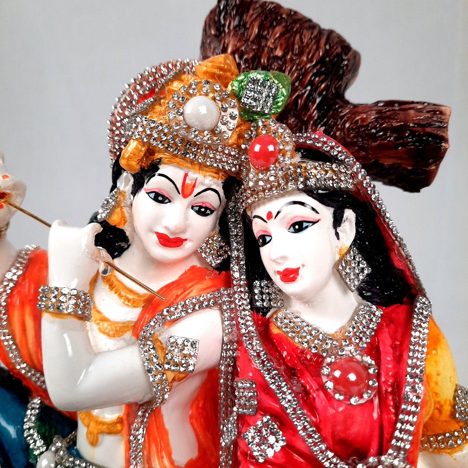 Radha Krishna Idol Statue - With Stone Work & Premium Finish Murti - for Home Decor, Living Room, Temple, Pooja, Office & Gifts - 9 Inch - apkamart