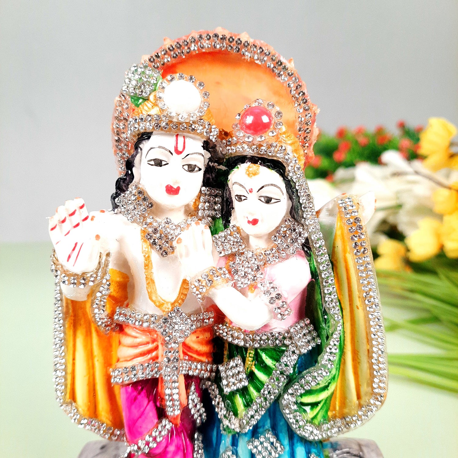 Radha Krishna Idol Statue | Radhe Krishna Murti - For Home Decor, Living Room, Mandir, Temple, Pooja, Table, Office & Gifts - 8 Inch - apkamart