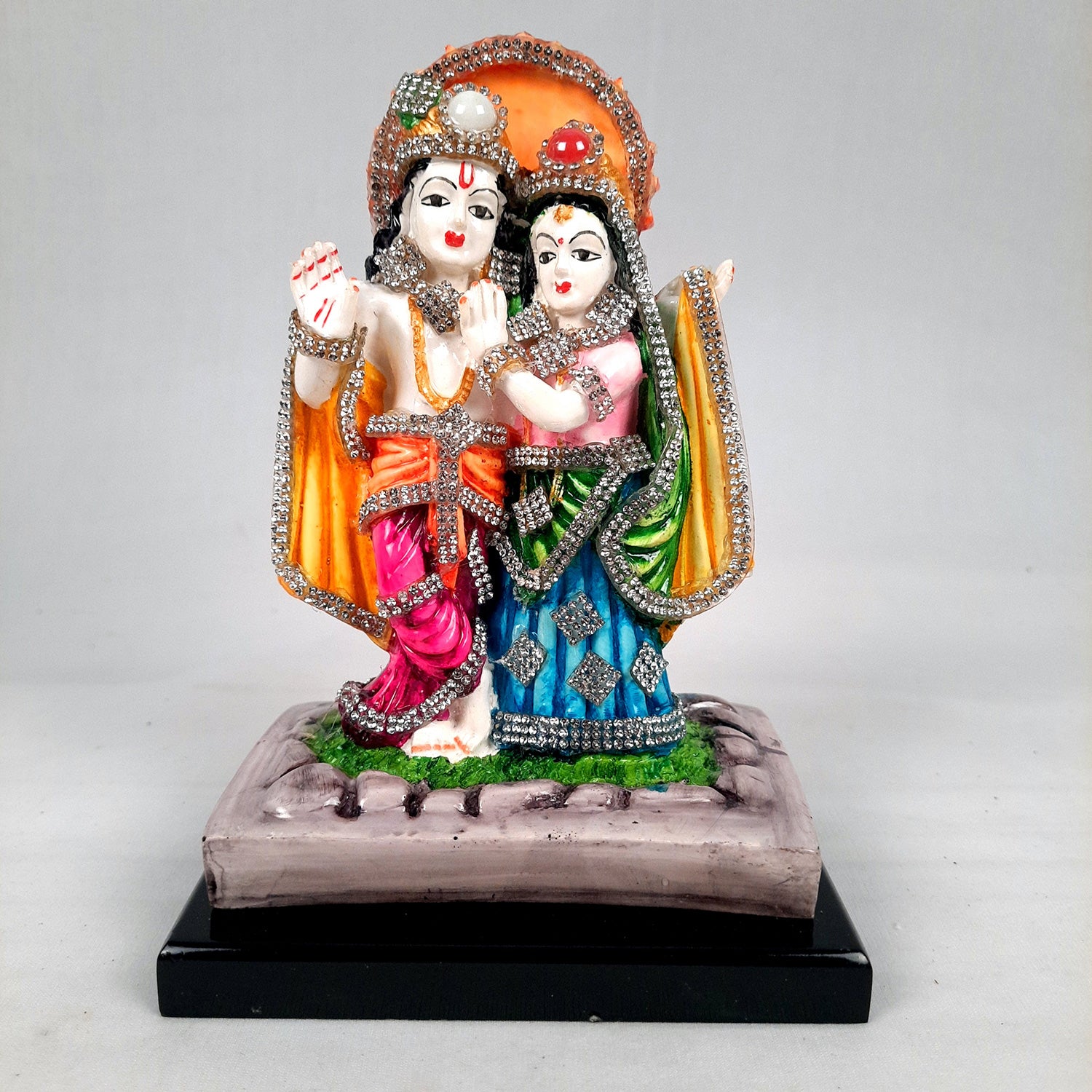 Radha Krishna Idol Statue | Radhe Krishna Murti - For Home Decor, Living Room, Mandir, Temple, Pooja, Table, Office & Gifts - 8 Inch - apkamart