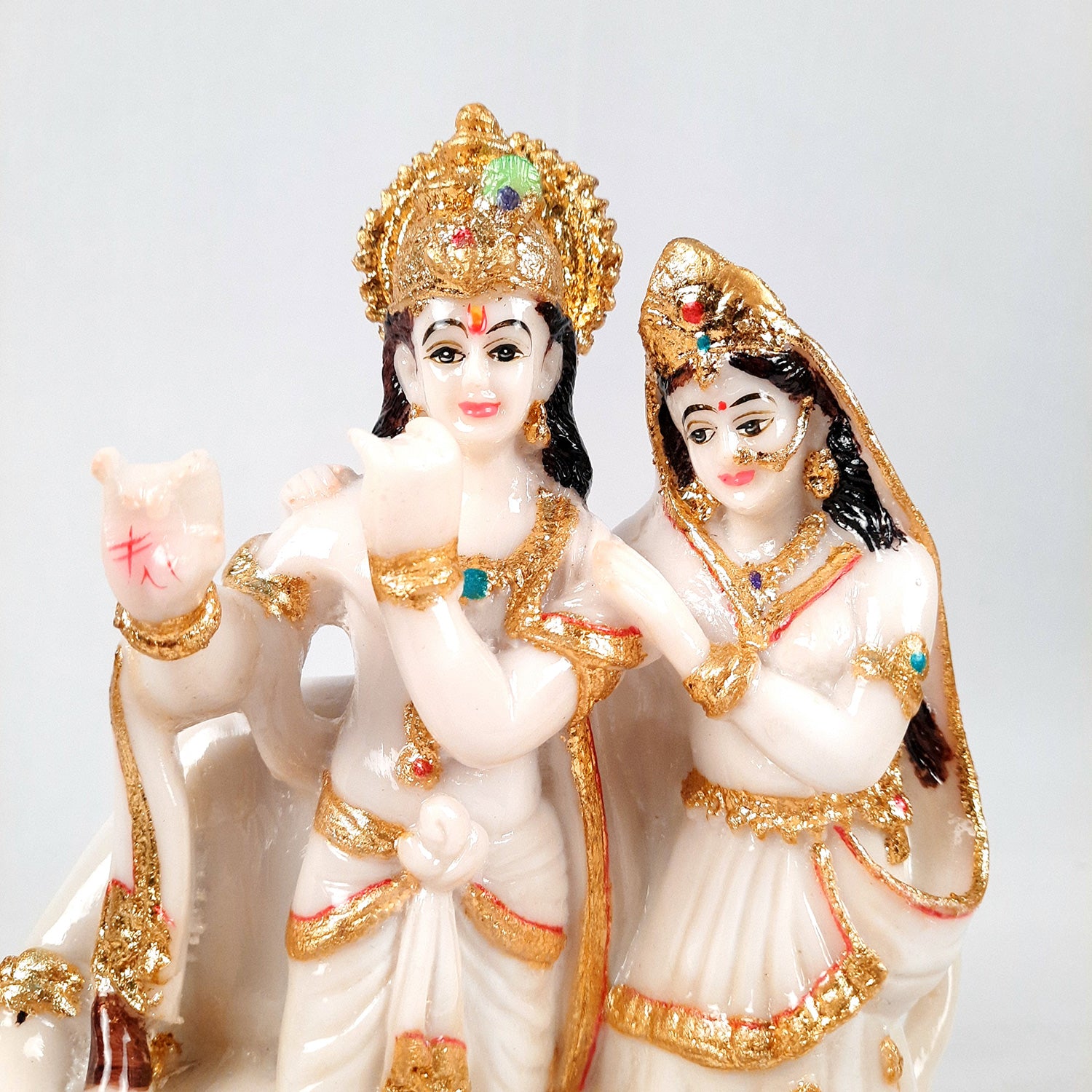 Radha Krishna Idol Statue Showpiece | Radhe Krishna Marble Look Murti - For Home Décor, Living Room, Mandir, Temple, Pooja, Table, Office & Gifts - 11 Inch - Apkamart