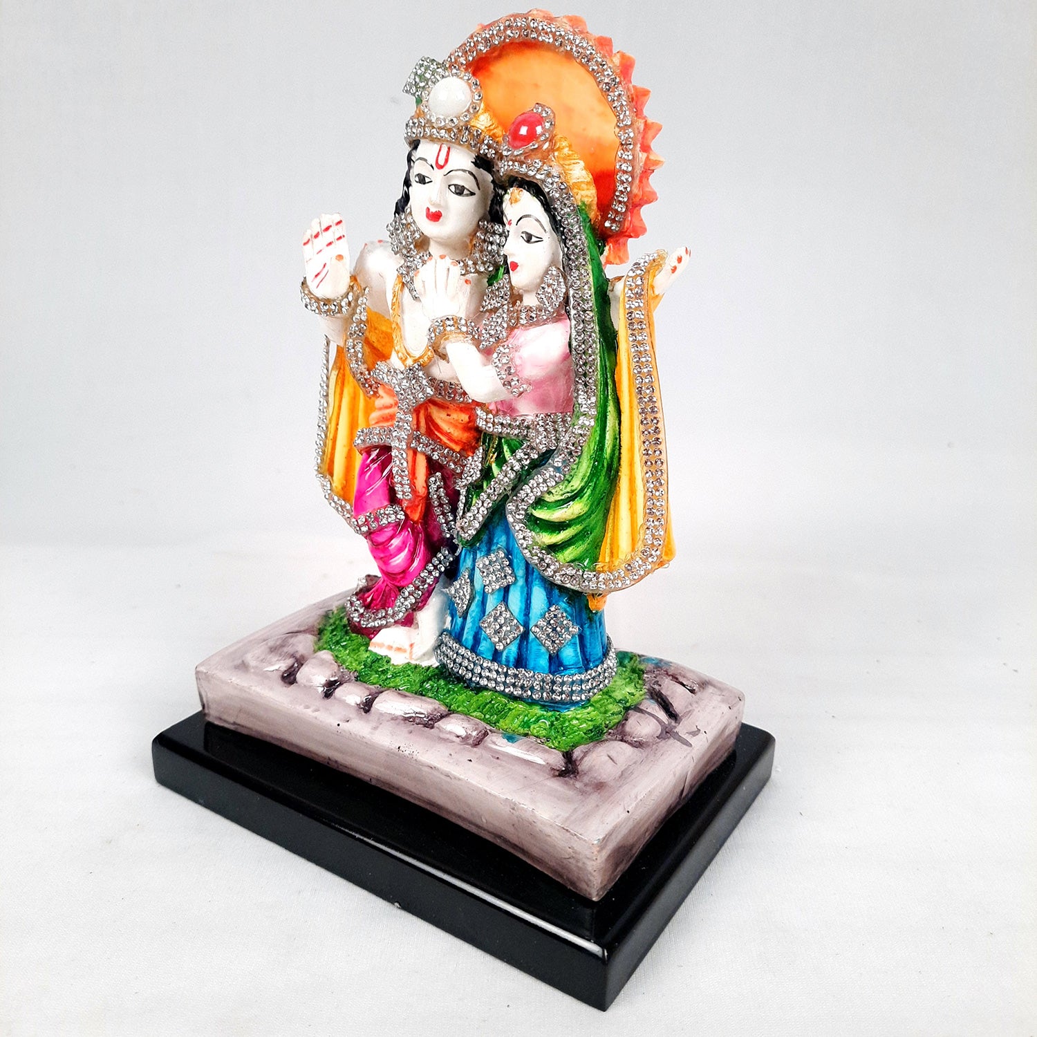 Radha Krishna Idol Statue | Radhe Krishna Murti - For Home Decor, Living Room, Mandir, Temple, Pooja, Table, Office & Gifts - 8 Inch - apkamart