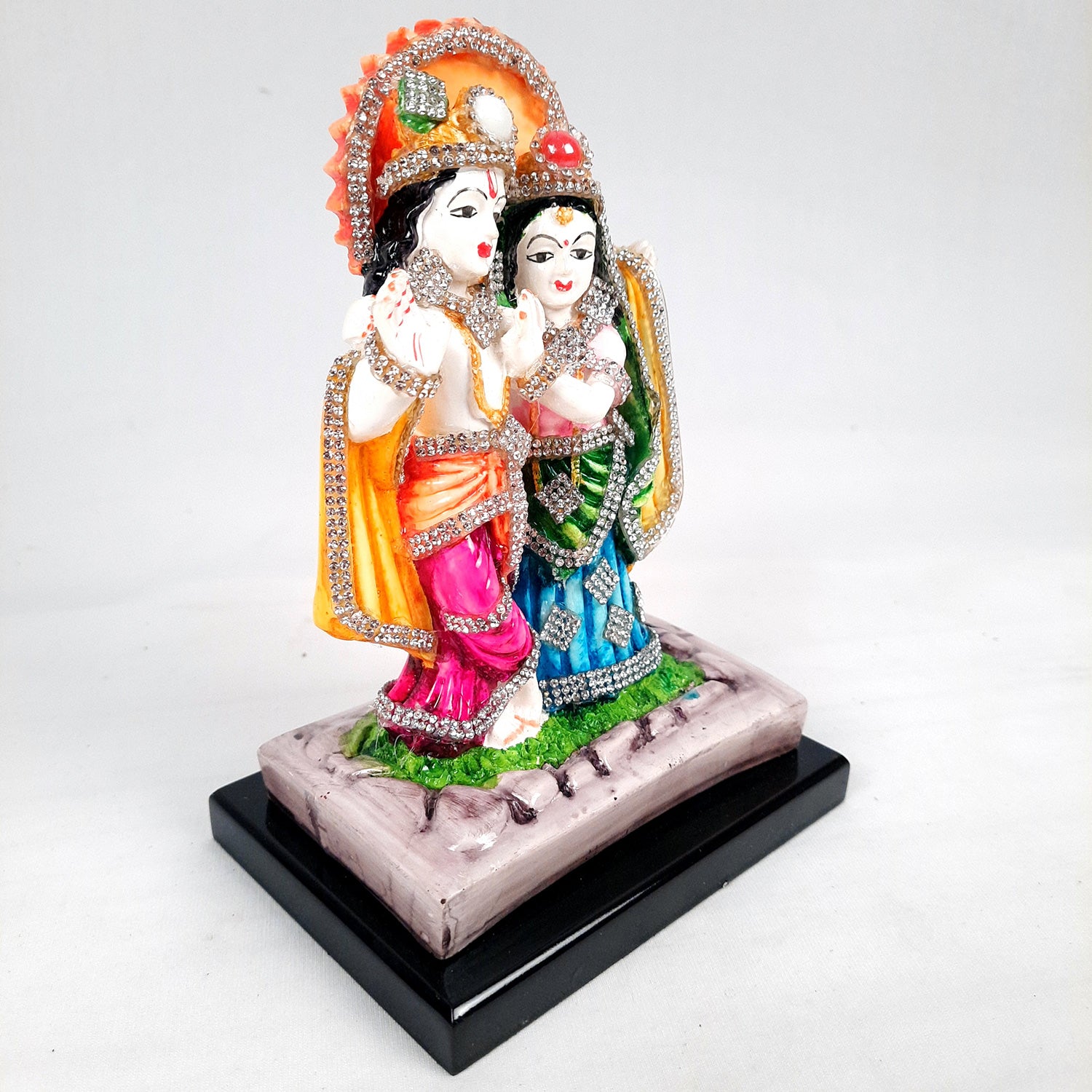 Radha Krishna Idol Statue | Radhe Krishna Murti - For Home Decor, Living Room, Mandir, Temple, Pooja, Table, Office & Gifts - 8 Inch - apkamart