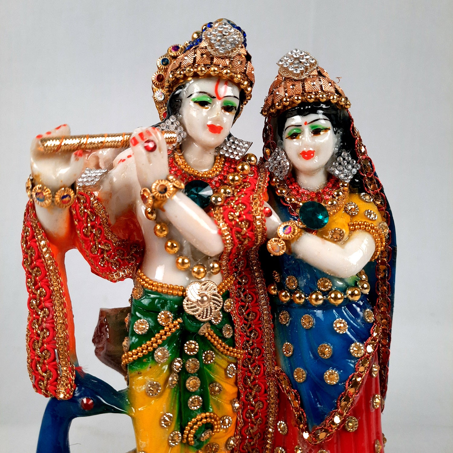 Radha Krishna Idol Statue | Radhe Krishna With Peacock Murti - For Home Décor, Living Room, Mandir, Temple, Pooja, Table, Office & Gifts - 9 Inch - Apkamart