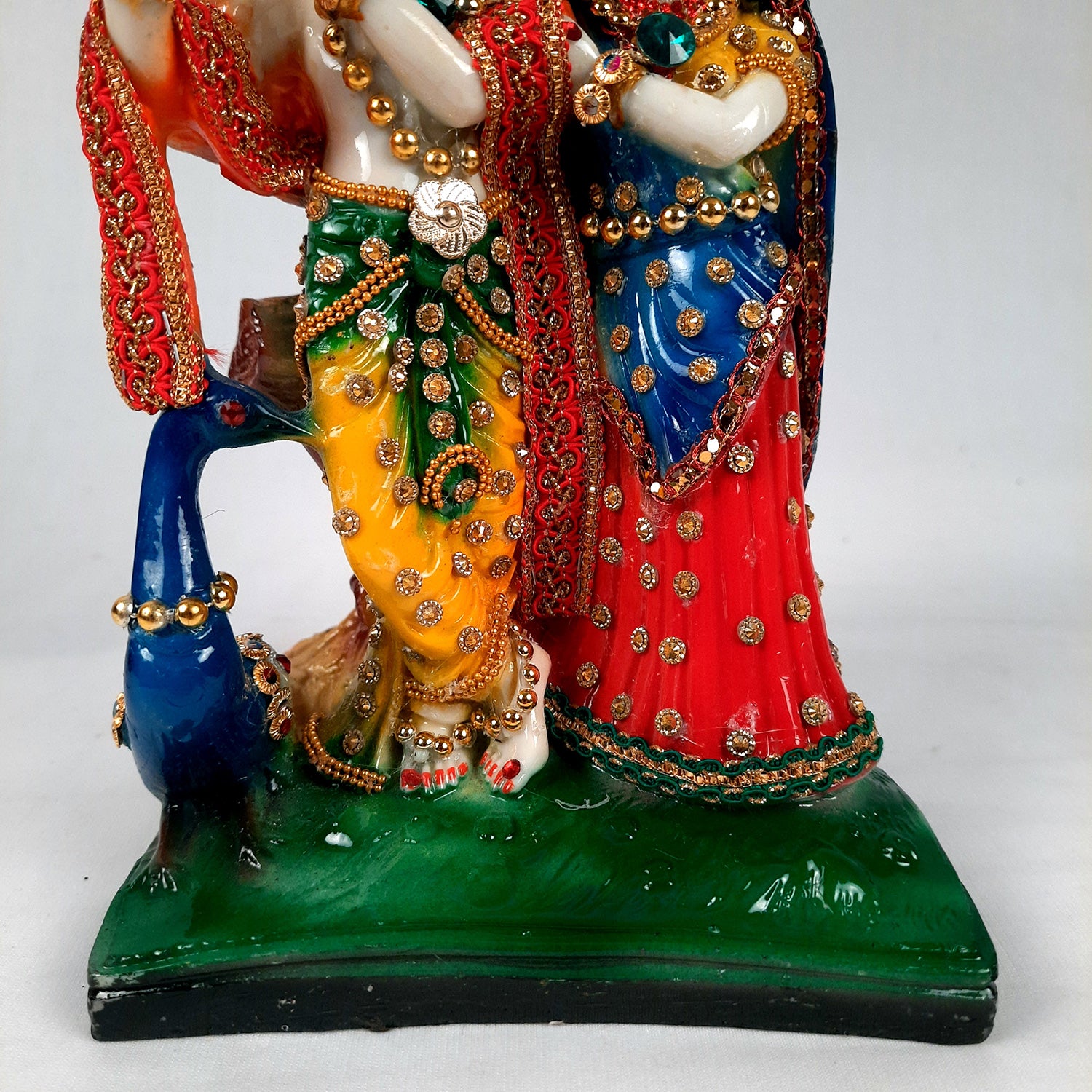 Radha Krishna Idol Statue | Radhe Krishna With Peacock Murti - For Home Décor, Living Room, Mandir, Temple, Pooja, Table, Office & Gifts - 9 Inch - Apkamart