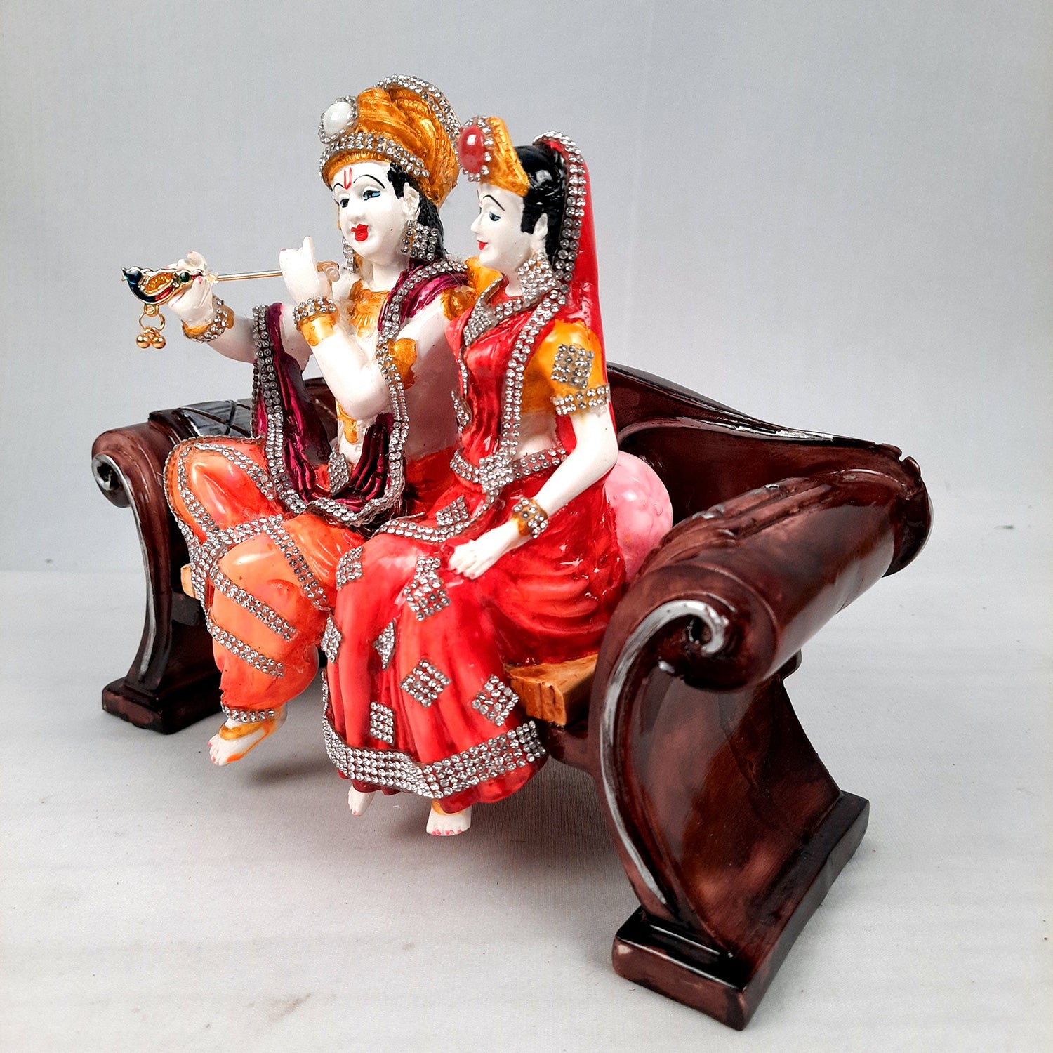 Radha Krishna Statue with Premium Finish Idol Murti - for Home Decor, Living Room, Temple, Pooja, Office & Gifts - 8 Inch - apkamart