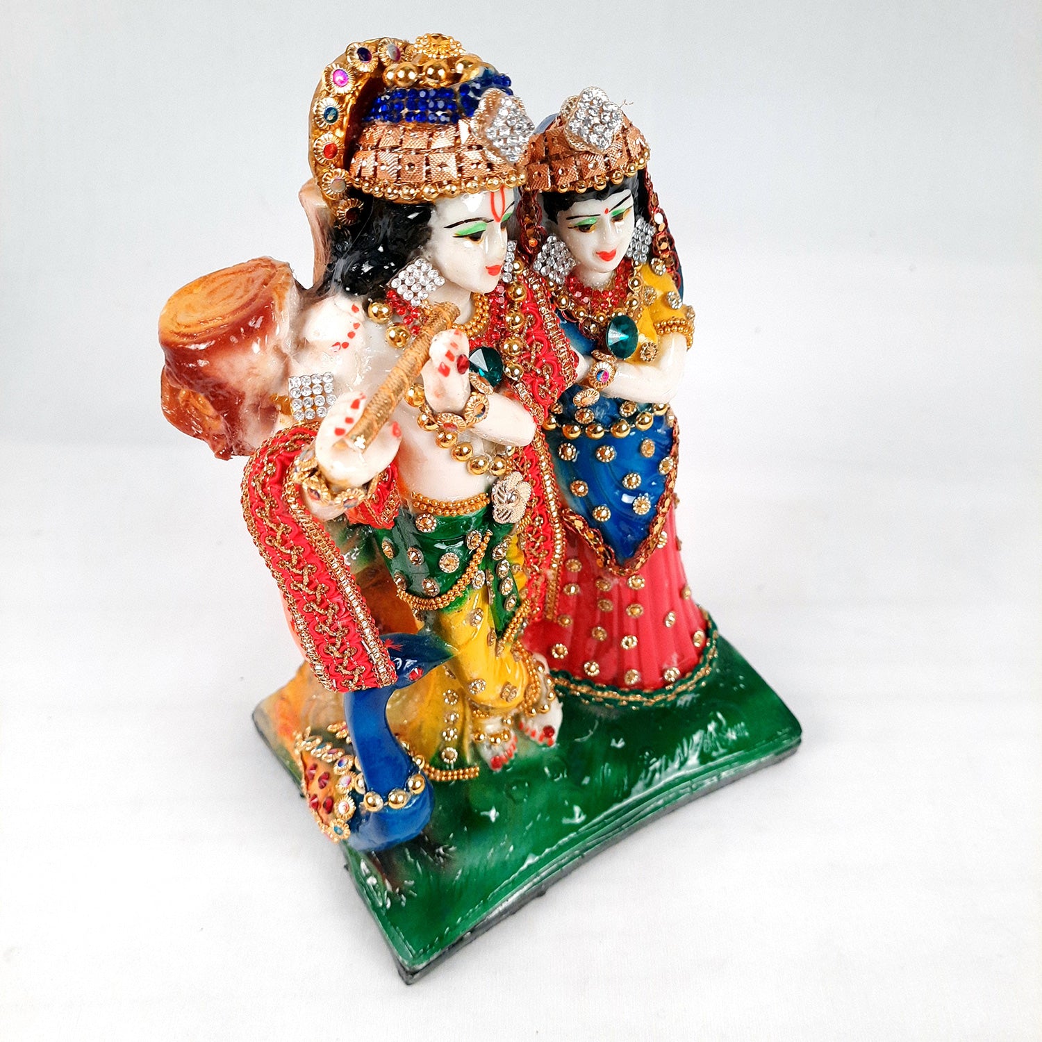 Radha Krishna Idol Statue | Radhe Krishna With Peacock Murti - For Home Décor, Living Room, Mandir, Temple, Pooja, Table, Office & Gifts - 9 Inch - Apkamart