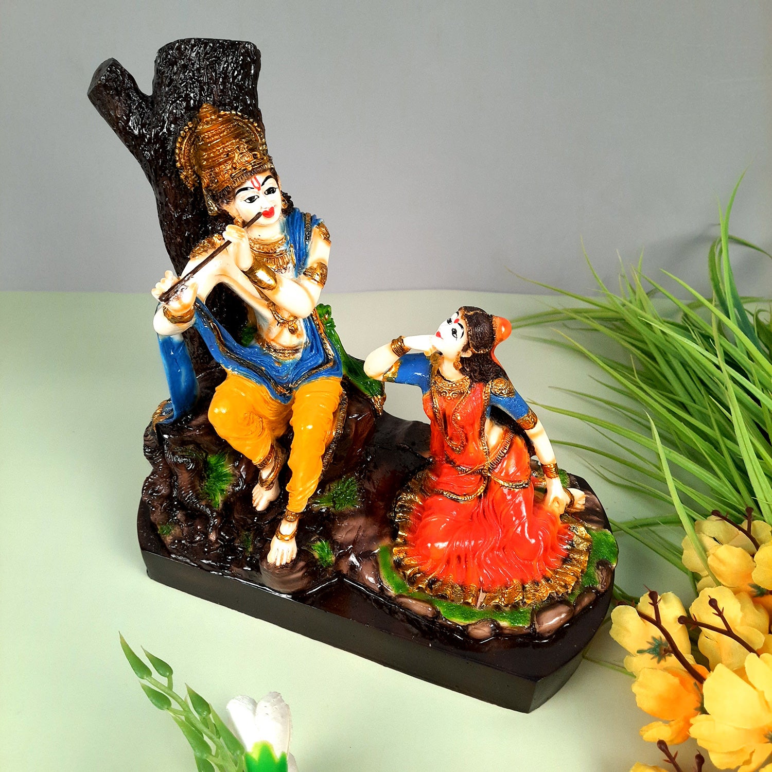 Radha Krishna Idol Statue With High Quality Finish - for Home Decor, Living Room, Mandir, Temple, Pooja, Table, Office & Gifts - 10 Inch - apkamart