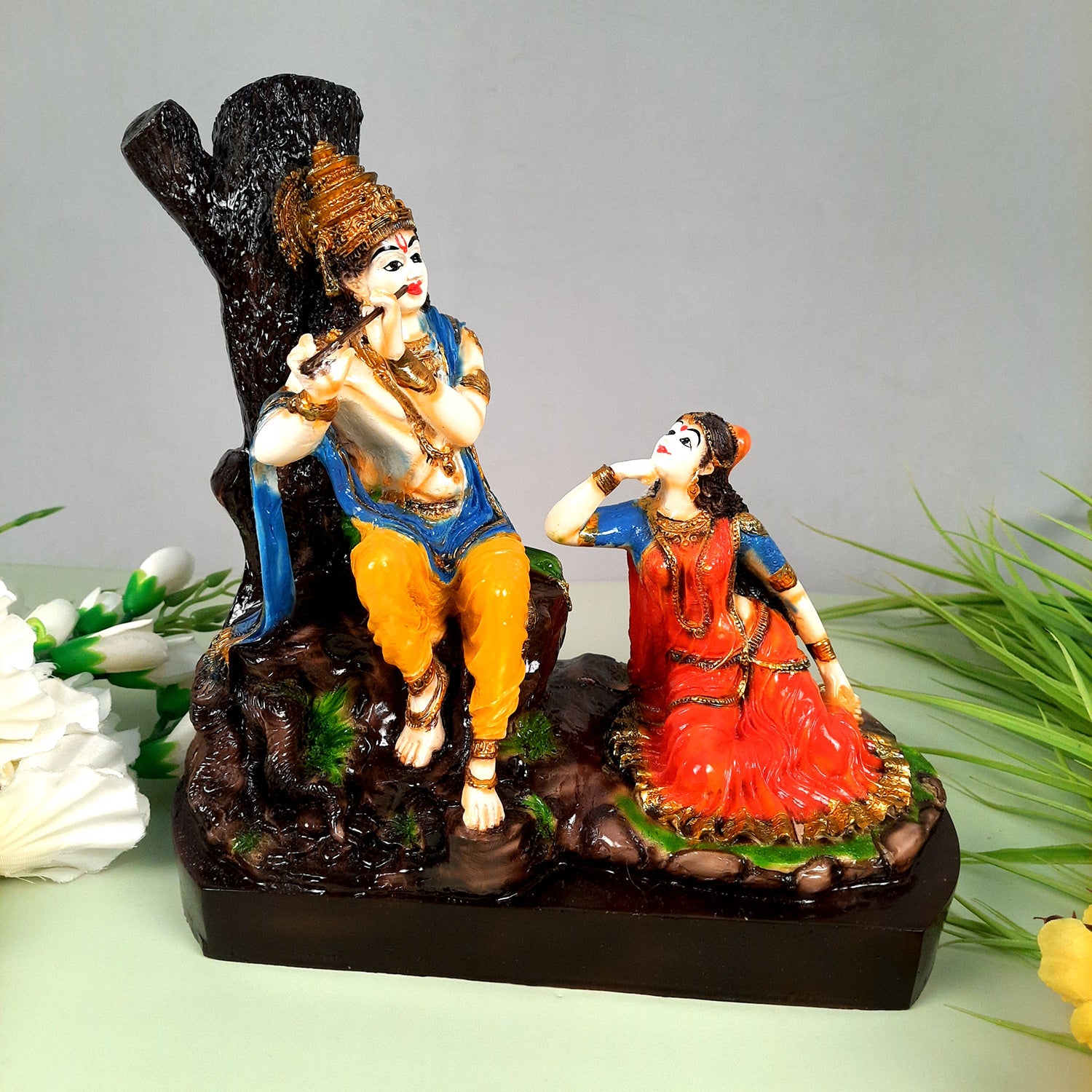 Radha Krishna Idol Statue With High Quality Finish - for Home Decor, Living Room, Mandir, Temple, Pooja, Table, Office & Gifts - 10 Inch - apkamart