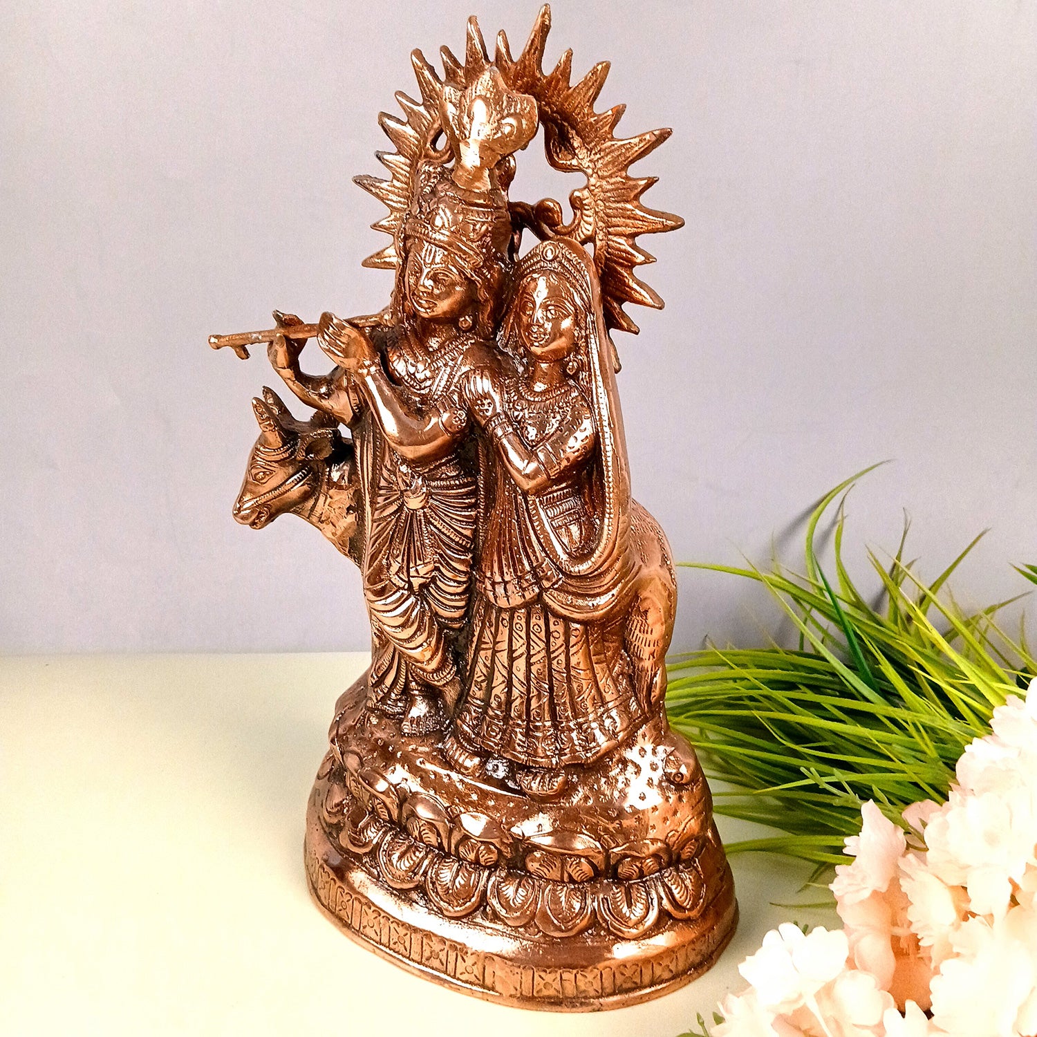 Radha Krishna Idol Statue | Radhe Krishna Idol For Corner Decoration | Wedding Gift for Couples - for Home, Living Room, Office, Puja, Entrance Decor - 17 Inch - Apkamart 