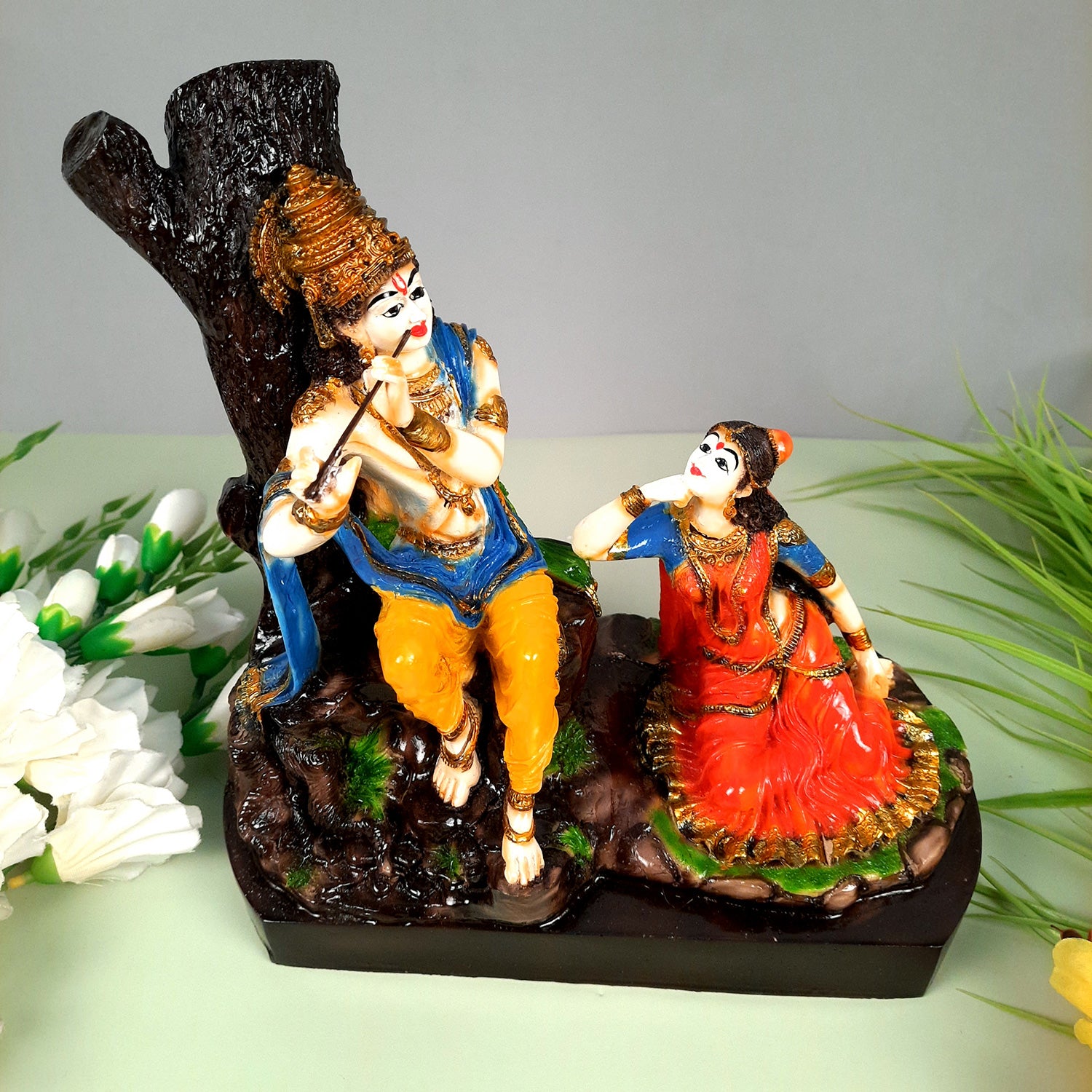 Radha Krishna Idol Statue With High Quality Finish - for Home Decor, Living Room, Mandir, Temple, Pooja, Table, Office & Gifts - 10 Inch - apkamart