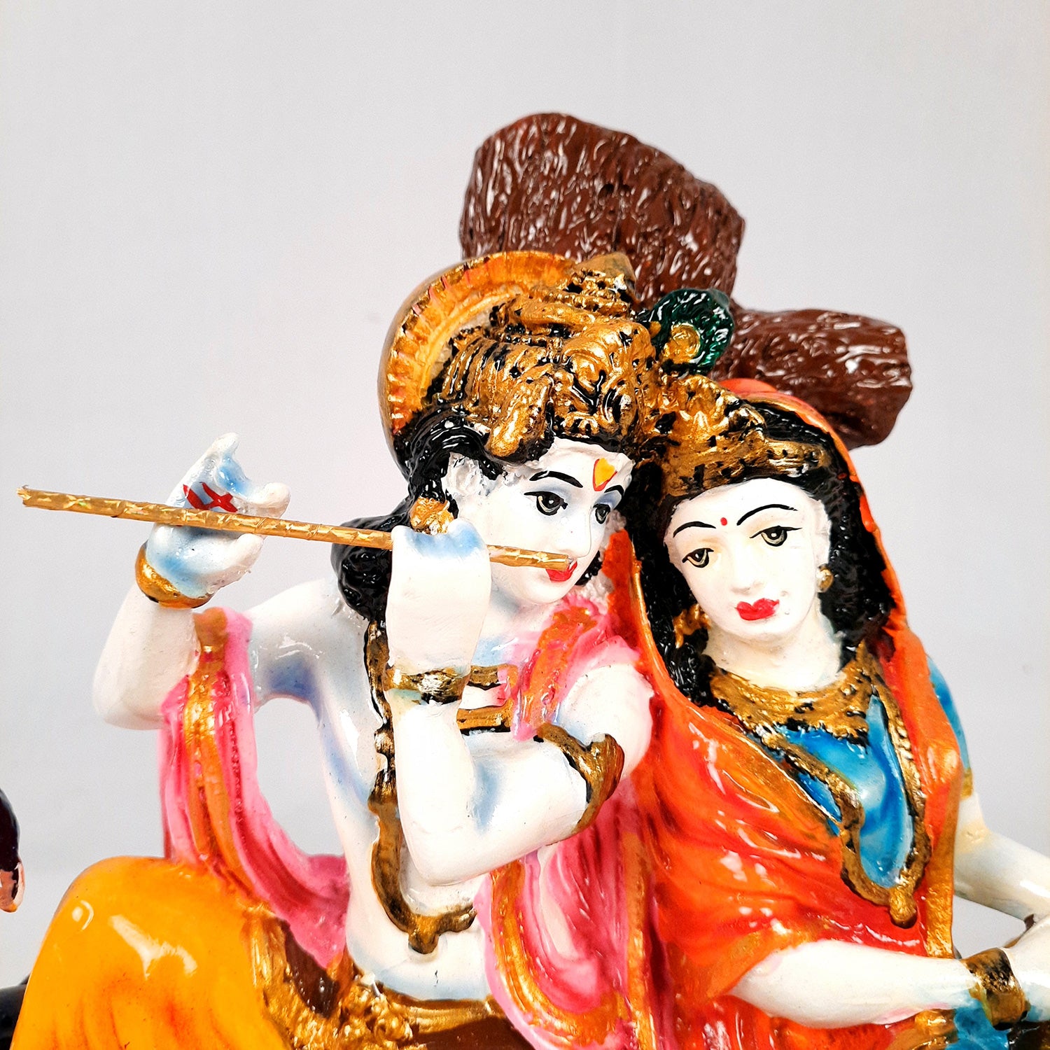 Radha Krishna Idol Statue Showpiece With Peacock Murti - for Home Decor, Living Room, Mandir, Temple, Pooja, Table, Office & Gifts - 9 Inch - apkamart