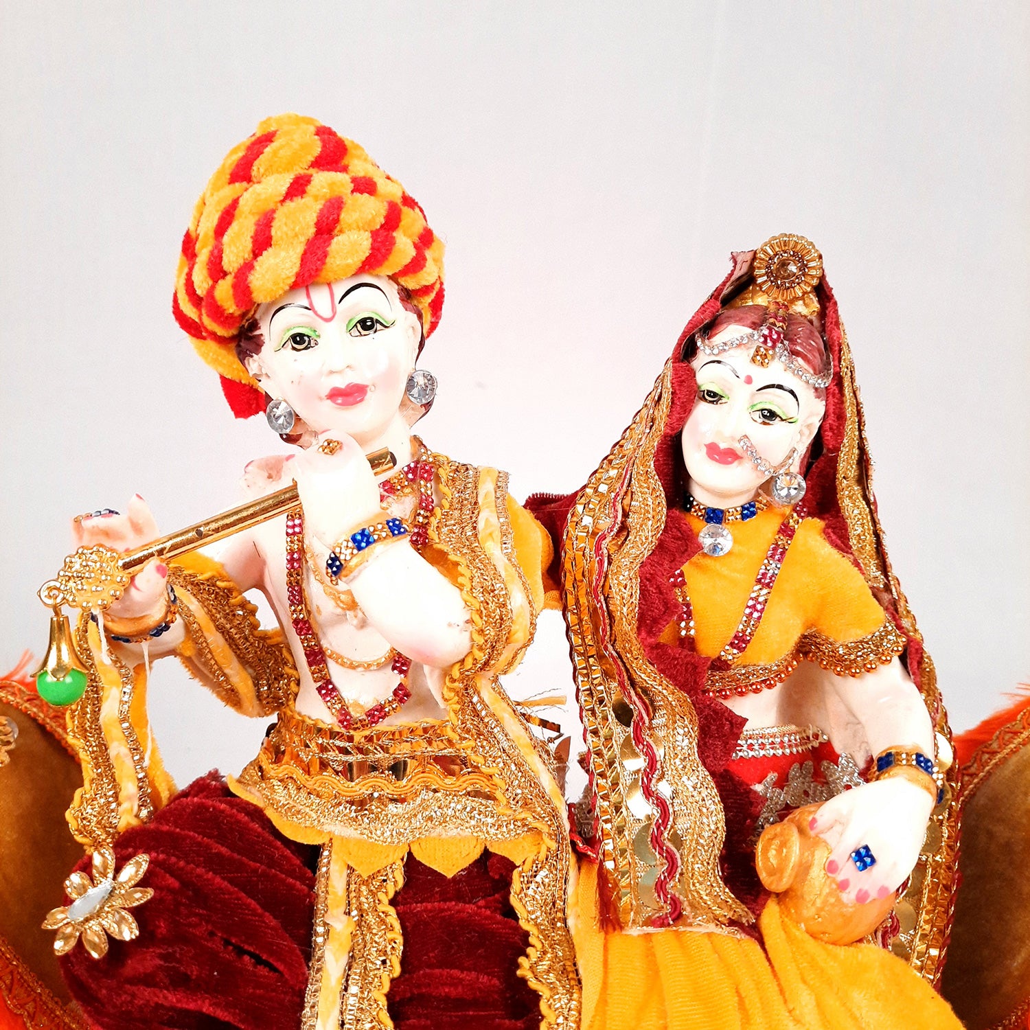 Radha Krishna Idol Statue - Sitting On Couch Design With Premium Finish Murti - for Home Decor, Living Room, Temple, Pooja, Office & Gifts - 12 Inch - apkamart