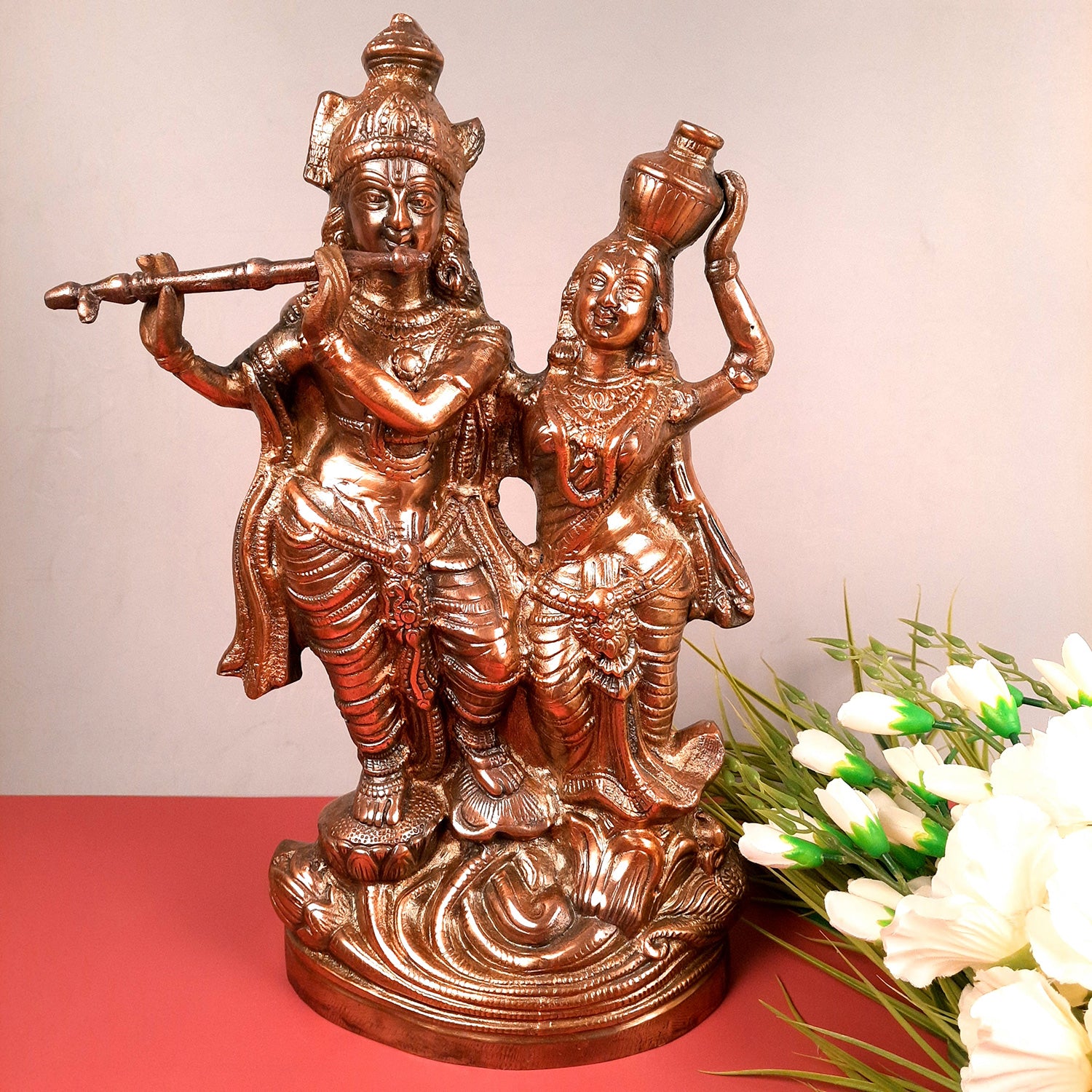 Radha Krishna Idol Statue | Radhe Krishna Murti For Corner Decoration | Wedding Gift for Couples | Religious Gift - for Home, Table, Living Room, Office, Puja , Entrance Decoration - 18 Inch - Apkamart