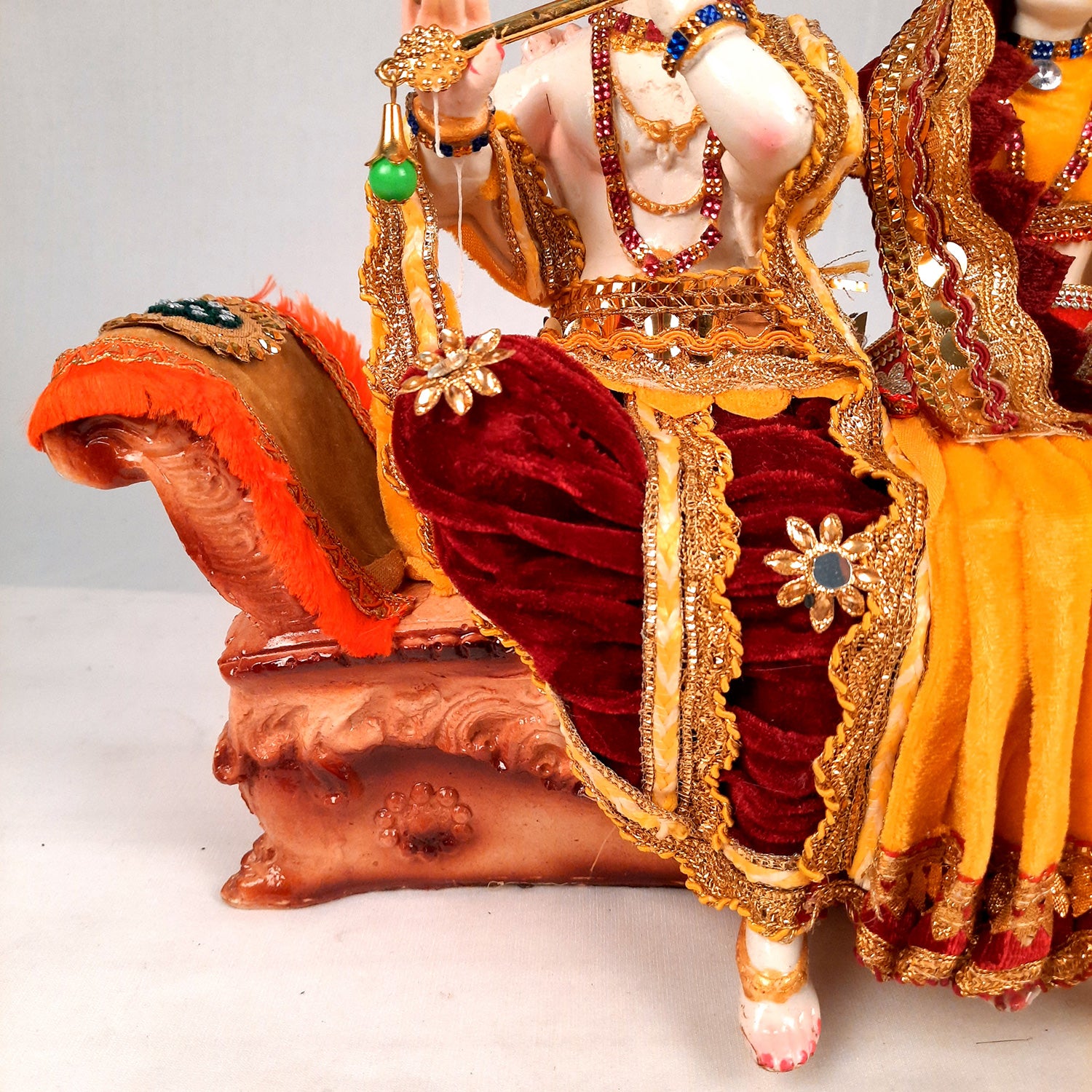 Radha Krishna Idol Statue - Sitting On Couch Design With Premium Finish Murti - for Home Decor, Living Room, Temple, Pooja, Office & Gifts - 12 Inch - apkamart