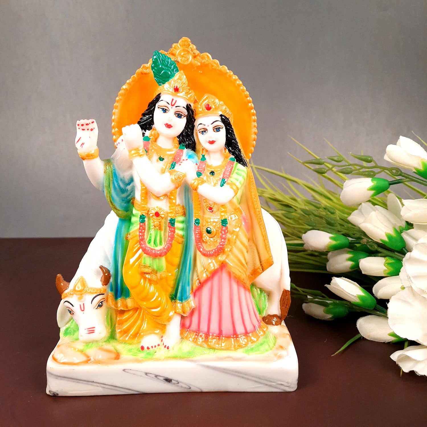 Radha Krishna Idol Statue Showpiece | Radhe Krishna Murti - for Home Decor, Living Room, Mandir, Temple, Pooja, Table, Office & Gifts - 9 Inch