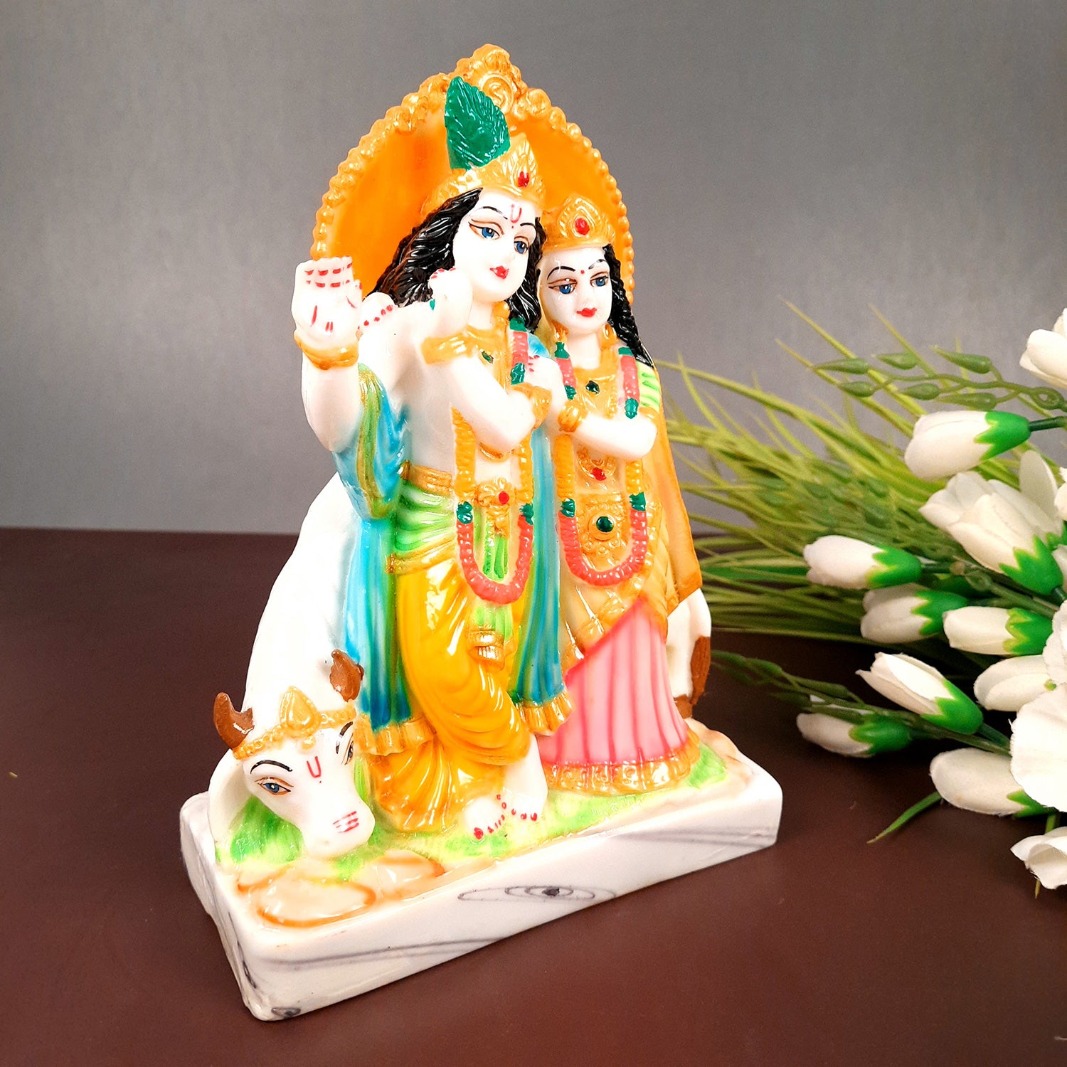 Radha Krishna Idol Statue Showpiece | Radhe Krishna Murti - for Home Decor, Living Room, Mandir, Temple, Pooja, Table, Office & Gifts - 9 Inch