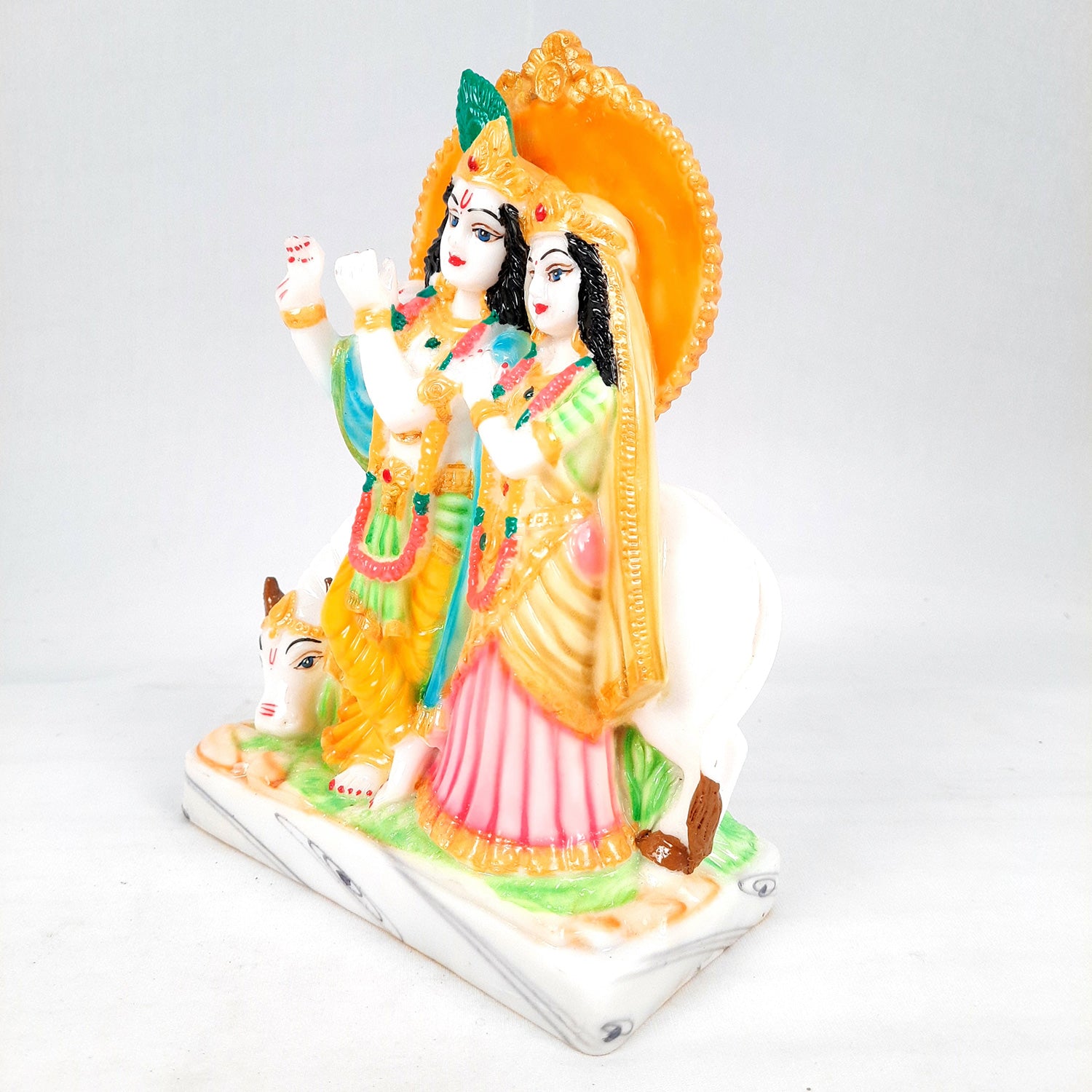 Radha Krishna Idol Statue Showpiece | Radhe Krishna Murti - for Home Decor, Living Room, Mandir, Temple, Pooja, Table, Office & Gifts - 9 Inch