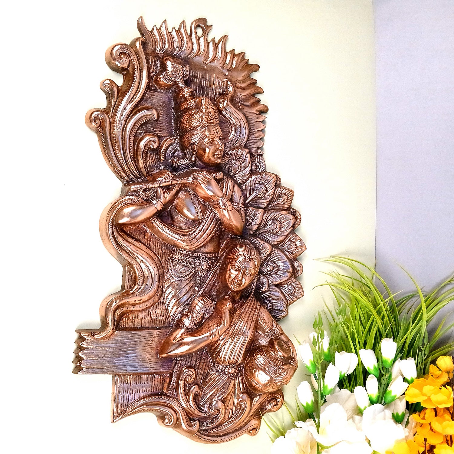 Radha Krishna Wall Hanging Idol | Radhe Krishna Wall Statue Idol | Wedding Gift for Couples - for Home, Living Room, Office, Puja, Entrance Decor - 22 Inch - Apkamart