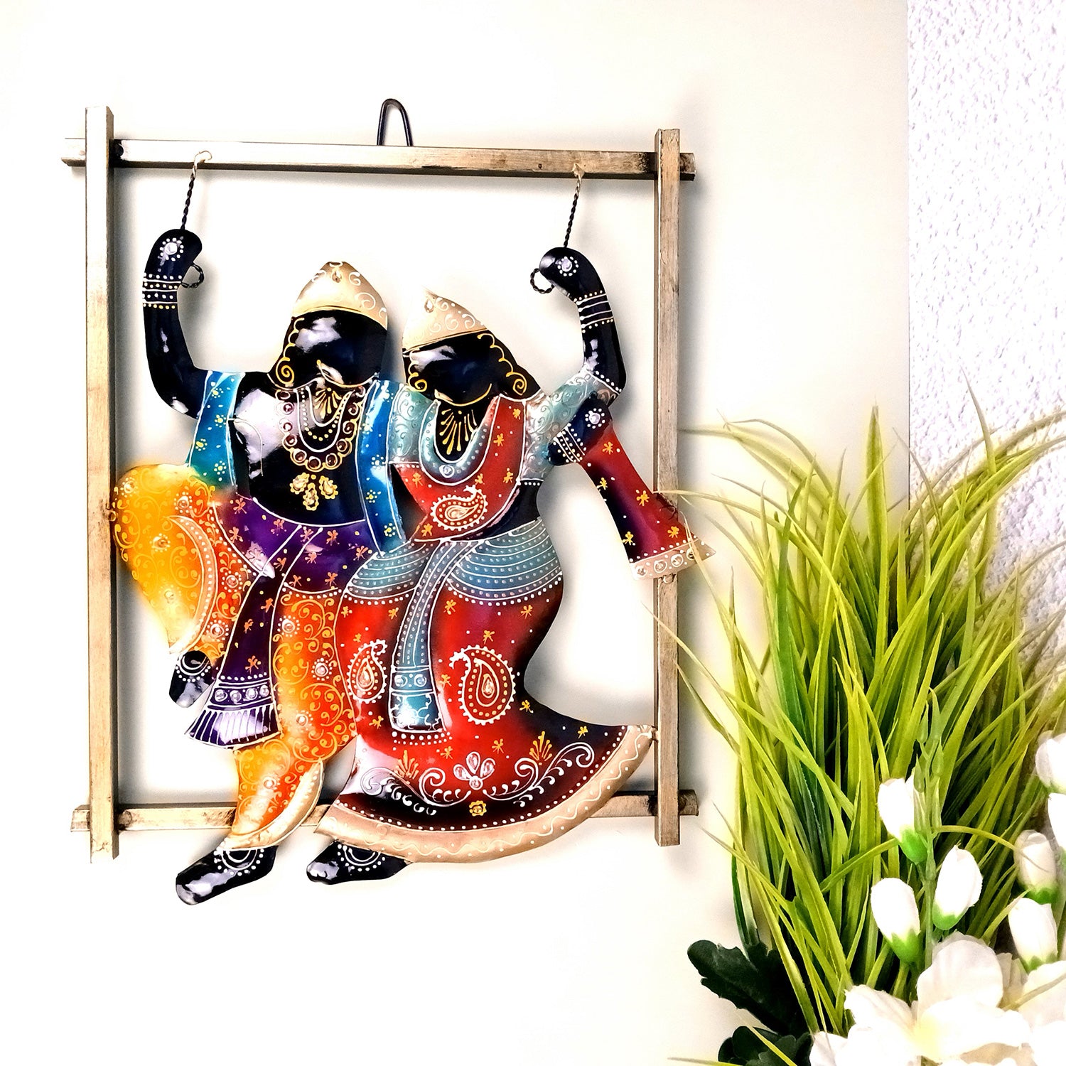 Radha Krishna Wall Hanging | Metal Wall Art - For Home, Living Room, Hall, Entrance Decor | Housewarming & Wedding Gift - 17 Inch - Apkamart