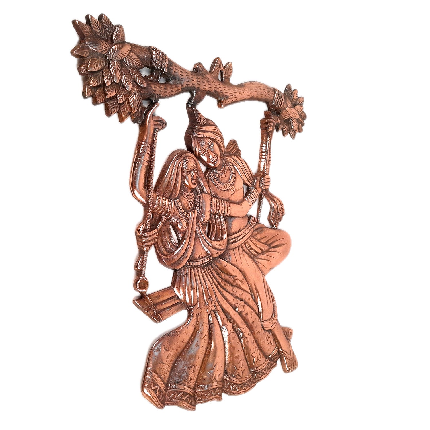 Radha Krishna Sitting on Jhula / Swing Wall Hanging Statue - for Home, Living Room, Puja Room Decor, Wedding Gift - Apkamart