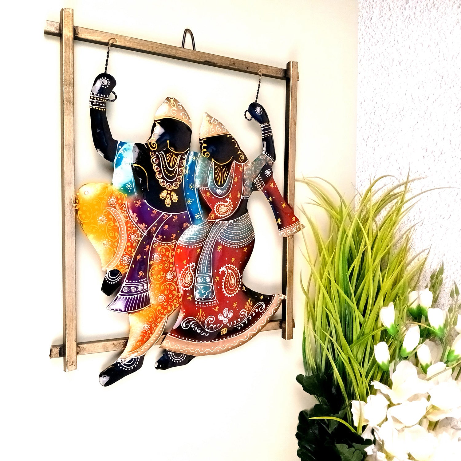 Radha Krishna Wall Hanging | Metal Wall Art - For Home, Living Room, Hall, Entrance Decor | Housewarming & Wedding Gift - 17 Inch - Apkamart