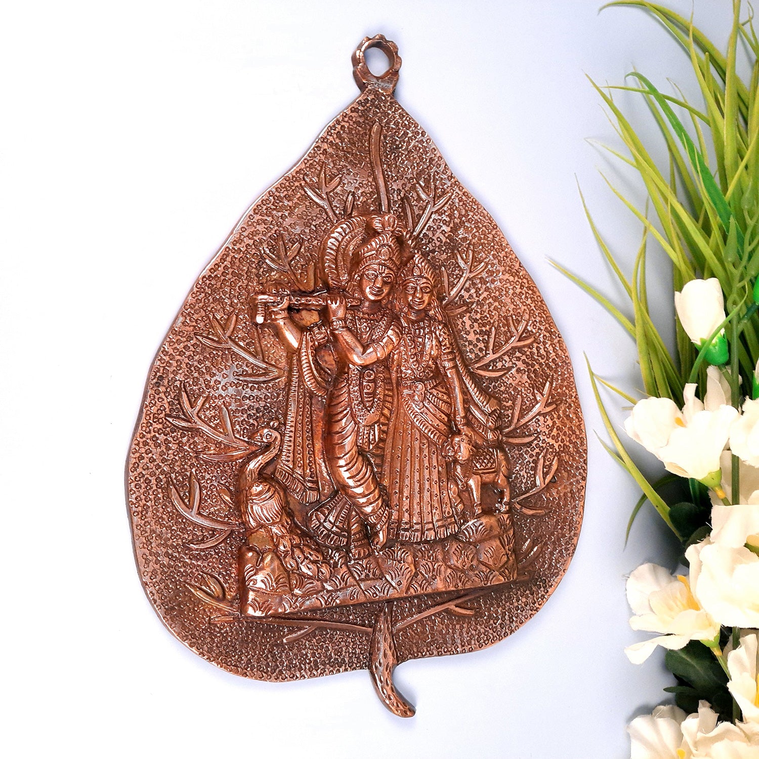 Shri Krishna & Radha Wall Hanging Idol Statue | Religious & Spiritual Art Sculpture - for Home, Living Room, Puja Room - Apkamart