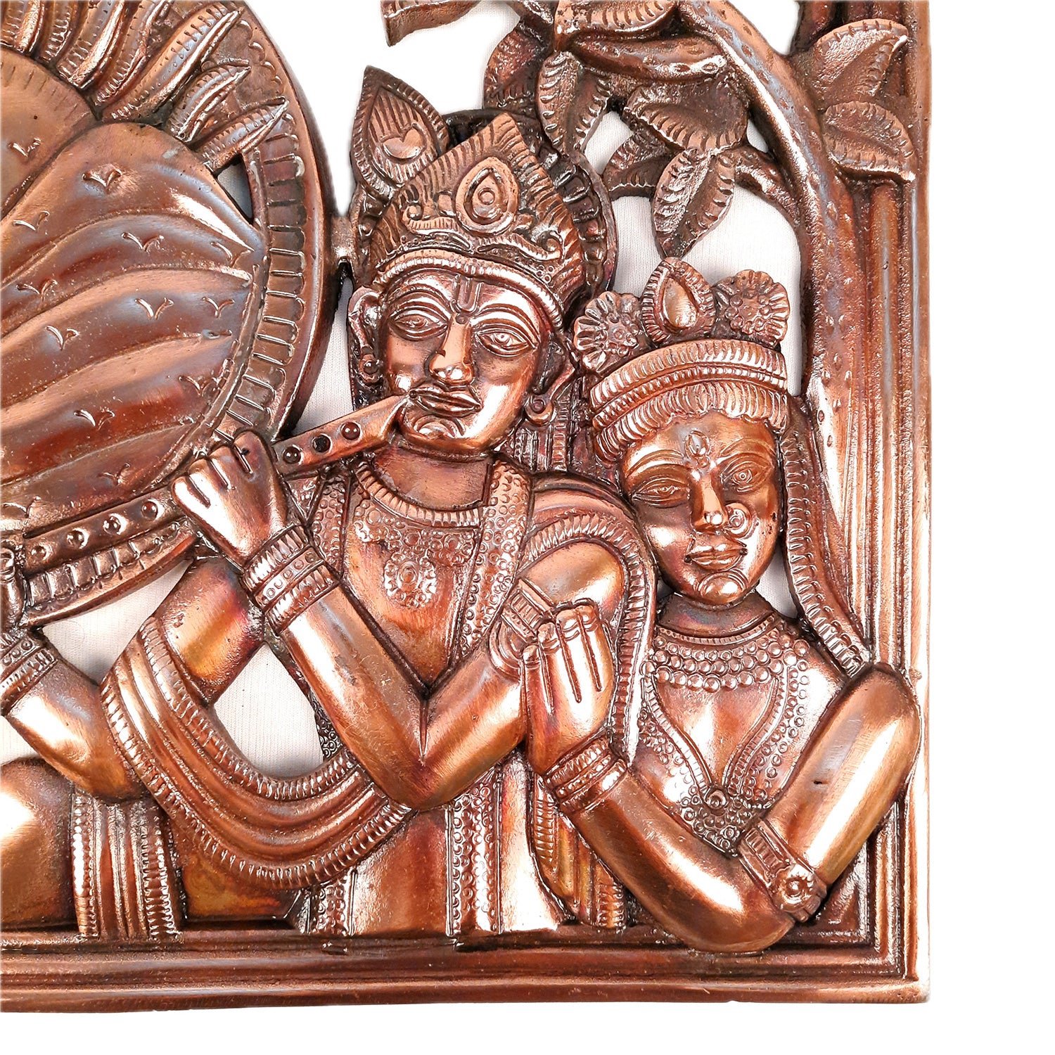 Radha Krishna Wall Hanging Statue | Shri Krishna Playing Flute With Radha Wall Idol - for Home, Living Room, Office, Puja, Entrance Decora & Gifts - 14 Inch - Apkamart