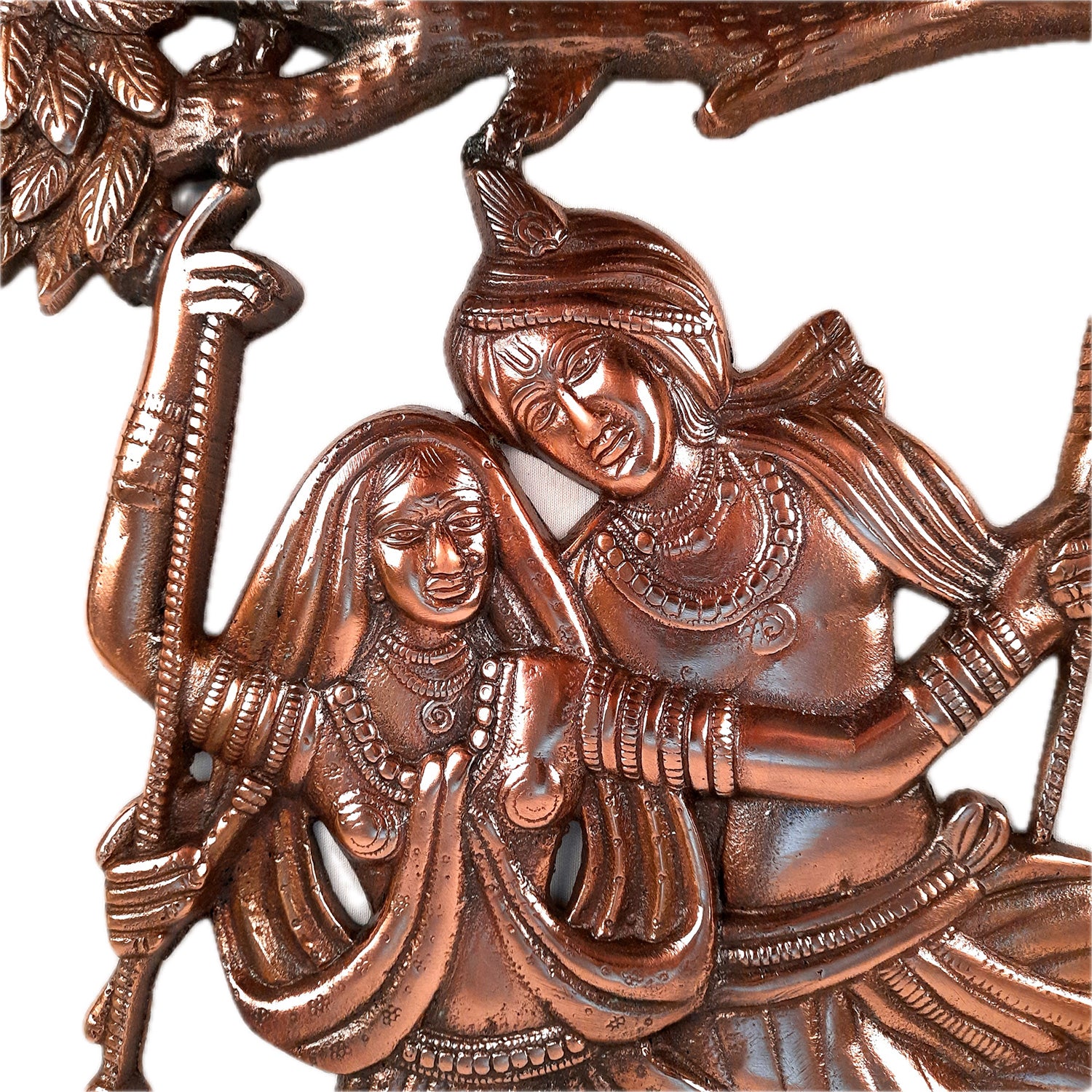 Radha Krishna Sitting on Jhula / Swing Wall Hanging Statue - for Home, Living Room, Puja Room Decor, Wedding Gift - Apkamart