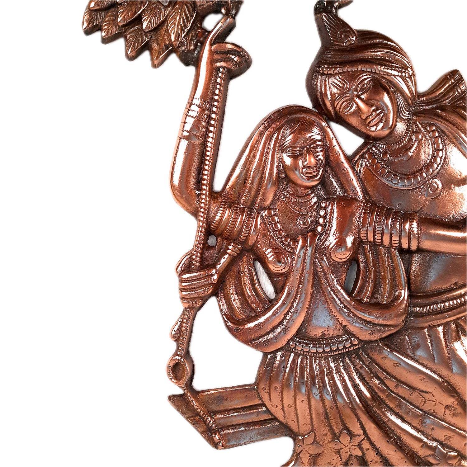 Radha Krishna Sitting on Jhula / Swing Wall Hanging Statue - for Home, Living Room, Puja Room Decor, Wedding Gift - Apkamart