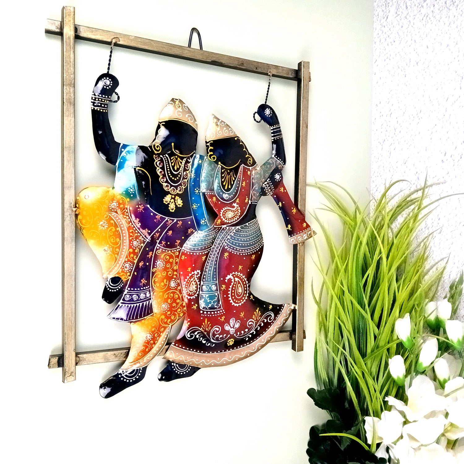 Radha Krishna Wall Hanging | Metal Wall Art - For Home, Living Room, Hall, Entrance Decor | Housewarming & Wedding Gift - 17 Inch - Apkamart