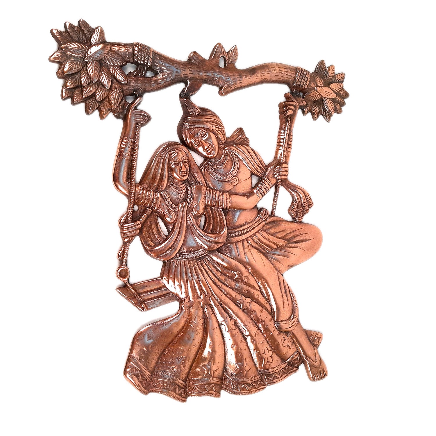 Radha Krishna Sitting on Jhula / Swing Wall Hanging Statue - for Home, Living Room, Puja Room Decor, Wedding Gift - Apkamart