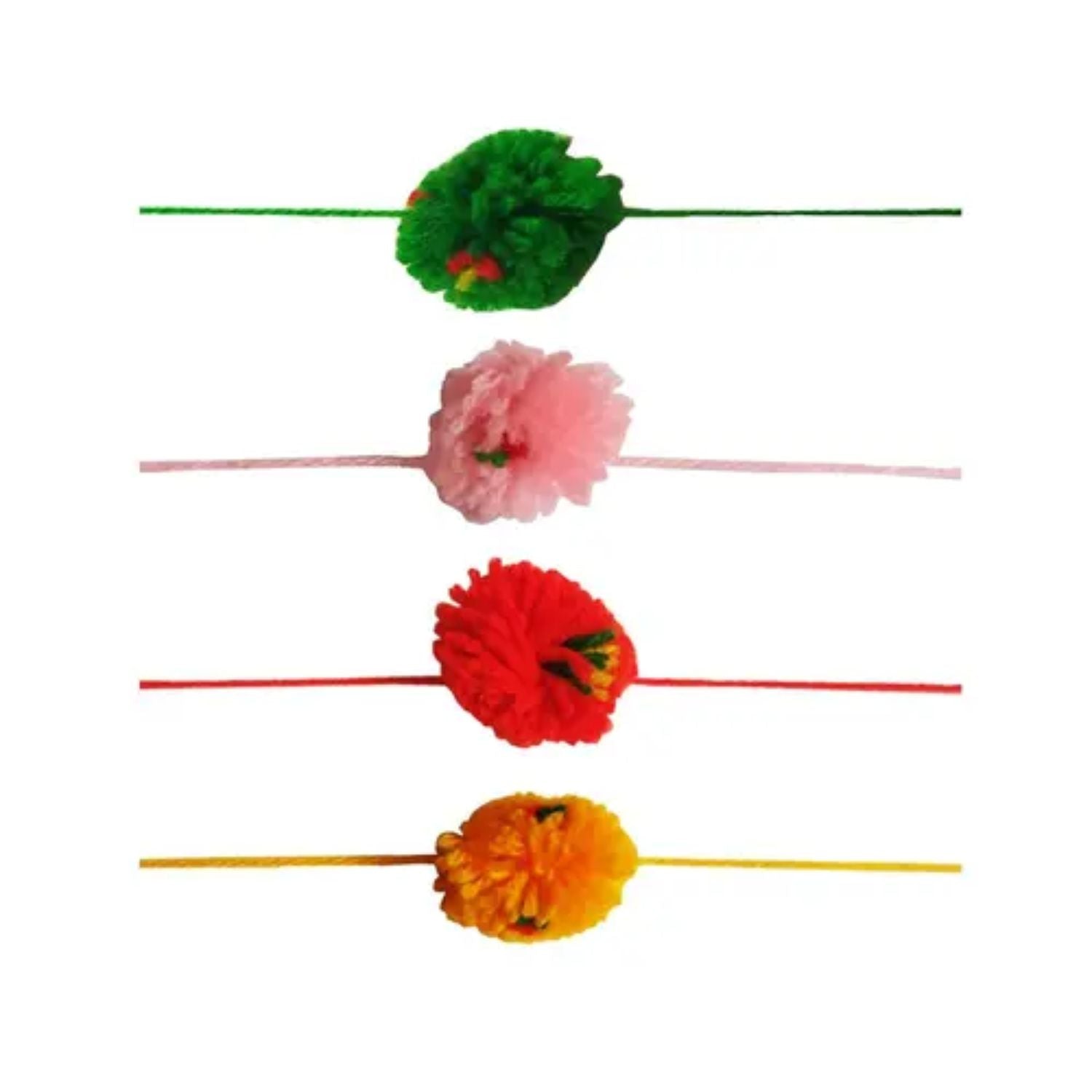 Puja Rakhi | Pom Pom raksha Sutra for Bhaiya, Bhabhi, Pooja Rakhi for God - apkamart #style_Pack of 4