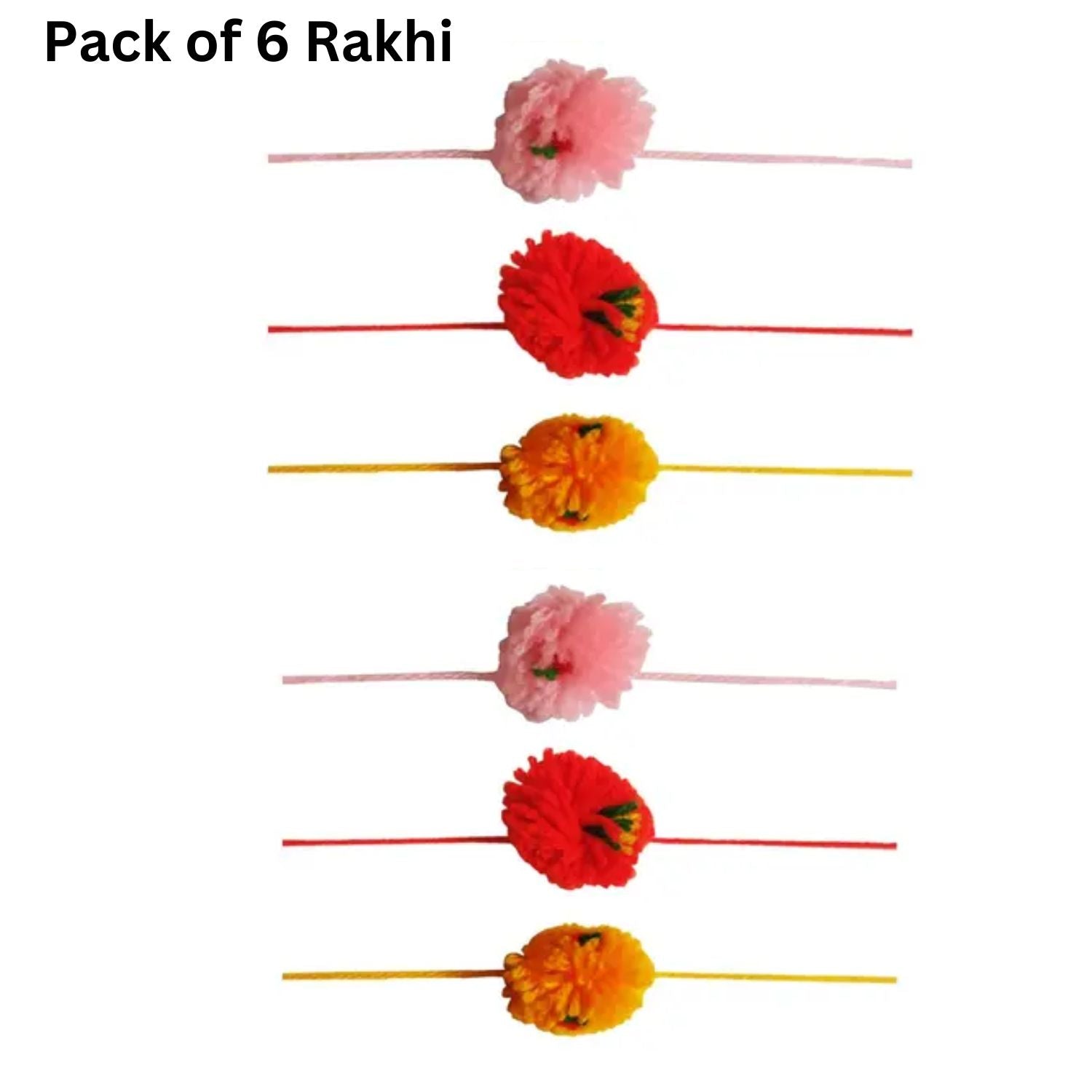 Puja Rakhi | Pom Pom raksha Sutra for Bhaiya, Bhabhi, Pooja Rakhi for God - apkamart #style_Pack of 6