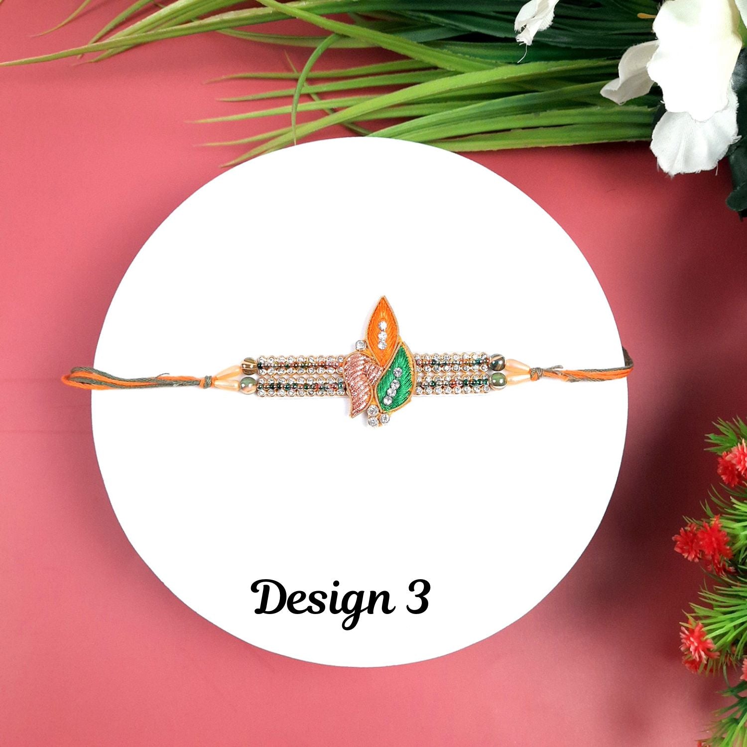 Designer Rakhi | Rakhi Exclusive American Diamond Rakhi Combo for Bhaiya, Bhabhi, Brother - Apkamart