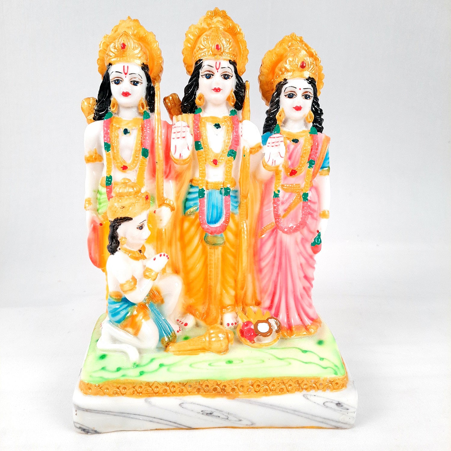 Ram Darbar with Ram, Laxman, Sita and Hanuman Idol Statue | Shree Ram Parivar Murti - For Pooja Room, Home, Temple, Puja, Decor & Gifts - 8 Inch - Apkamart #Style_Design 2