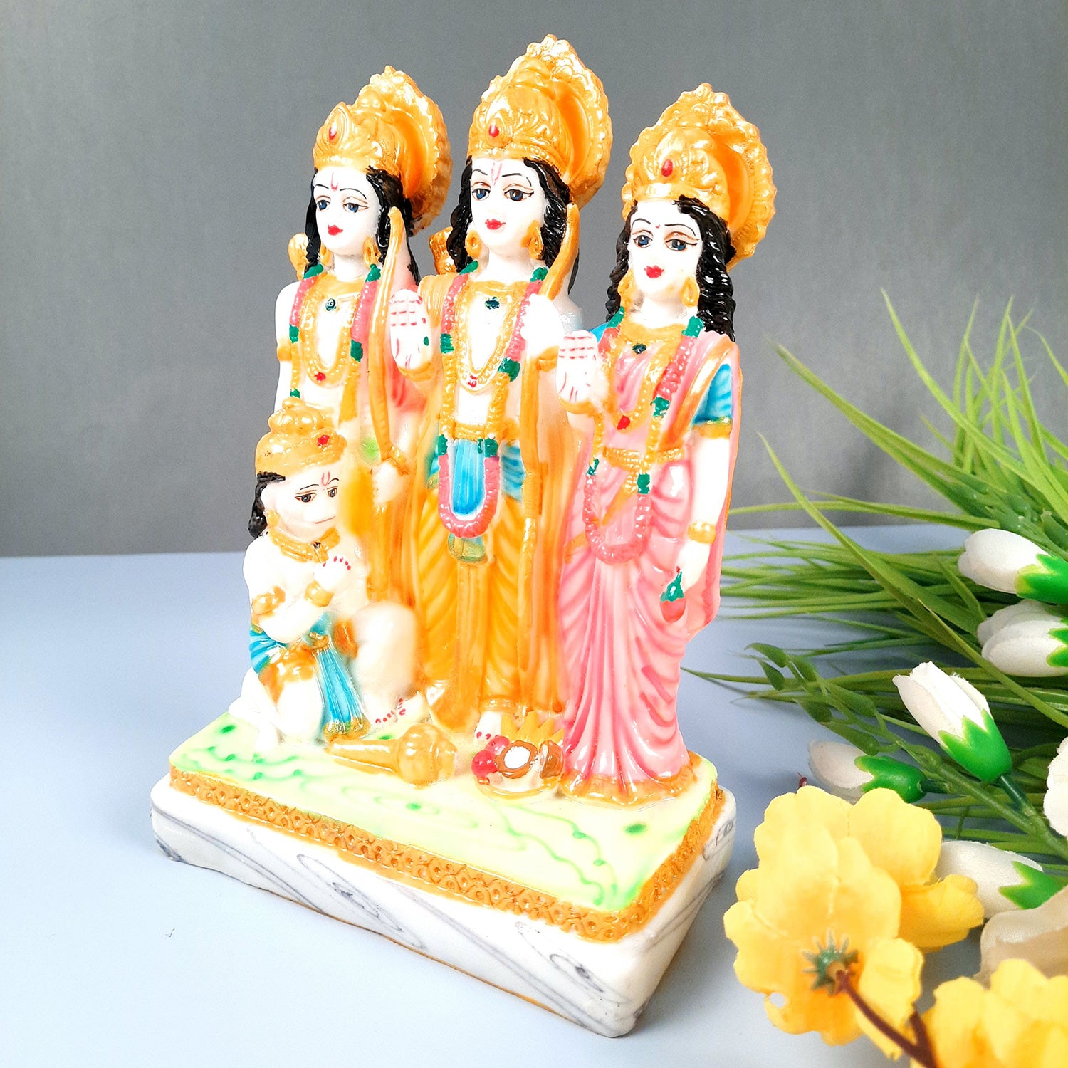 Ram Darbar with Ram, Laxman, Sita and Hanuman Idol Statue | Shree Ram Parivar Murti - For Pooja Room, Home, Temple, Puja, Decor & Gifts - 8 Inch - Apkamart #Style_Design 2