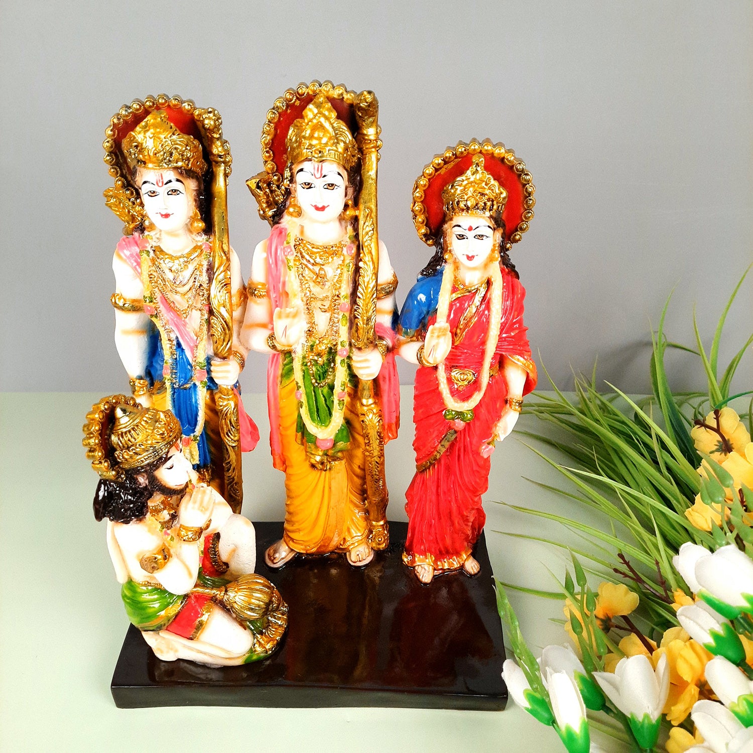 Ram Darbar Statue | Ram, Laxman, Sita, Hanuman Idol With High-Quality Finish - for Puja Room, Home, Temple, Decor & Gifts - 13 Inch - apkamart