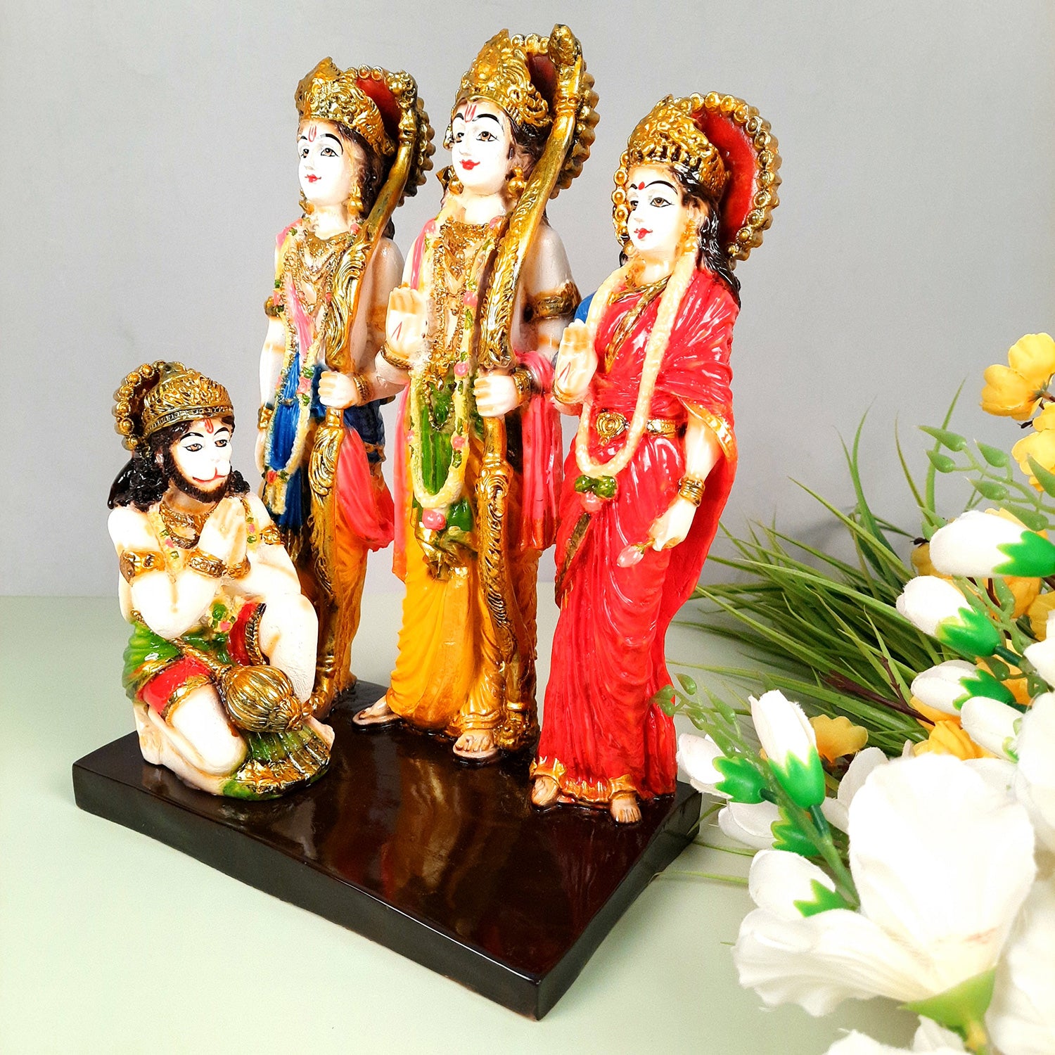 Ram Darbar Statue | Ram, Laxman, Sita, Hanuman Idol With High-Quality Finish - for Puja Room, Home, Temple, Decor & Gifts - 13 Inch - apkamart