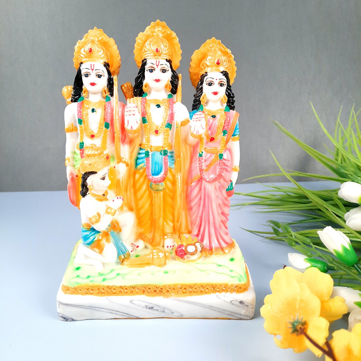 Ram Darbar with Ram, Laxman, Sita and Hanuman Idol Statue | Shree Ram Parivar Murti - For Pooja Room, Home, Temple, Puja, Decor & Gifts - 8 Inch - Apkamart #Style_Design 2