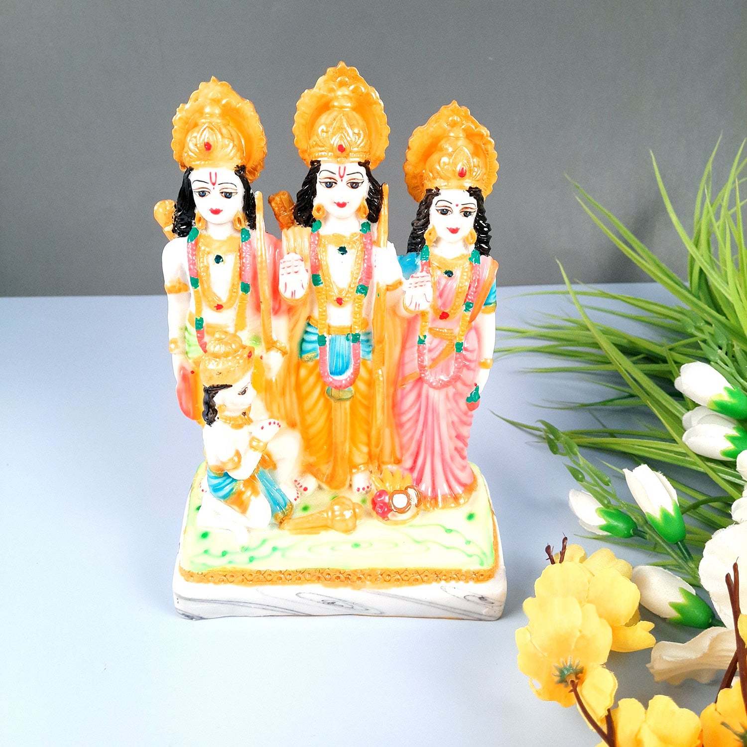 Ram Darbar with Ram, Laxman, Sita and Hanuman Idol Statue | Shree Ram Parivar Murti - For Pooja Room, Home, Temple, Puja, Decor & Gifts - 8 Inch - Apkamart #Style_Design 2